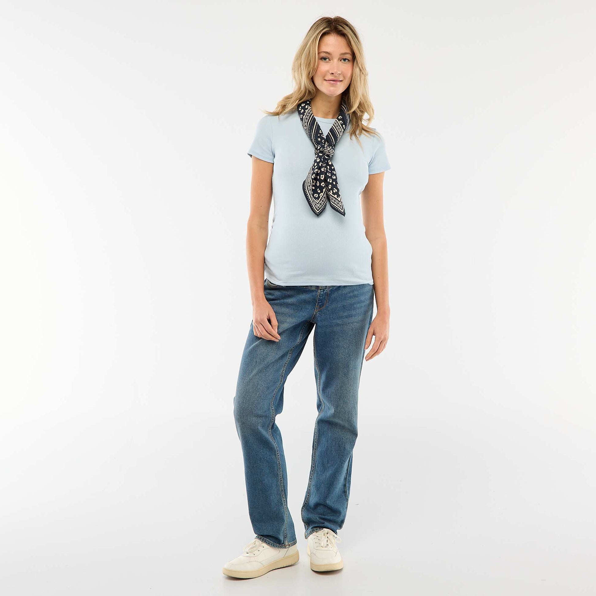 Pantalón de embarazo con cinturón elástico AZUL