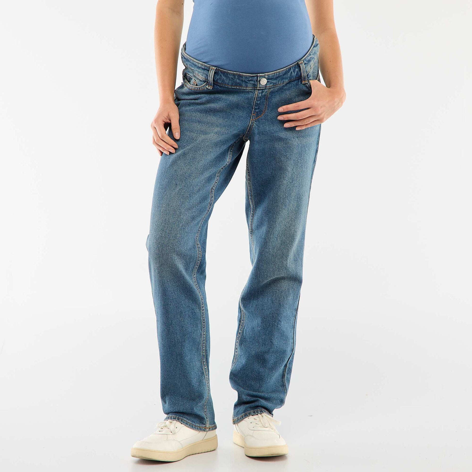 Pantalón de embarazo con cinturón elástico AZUL
