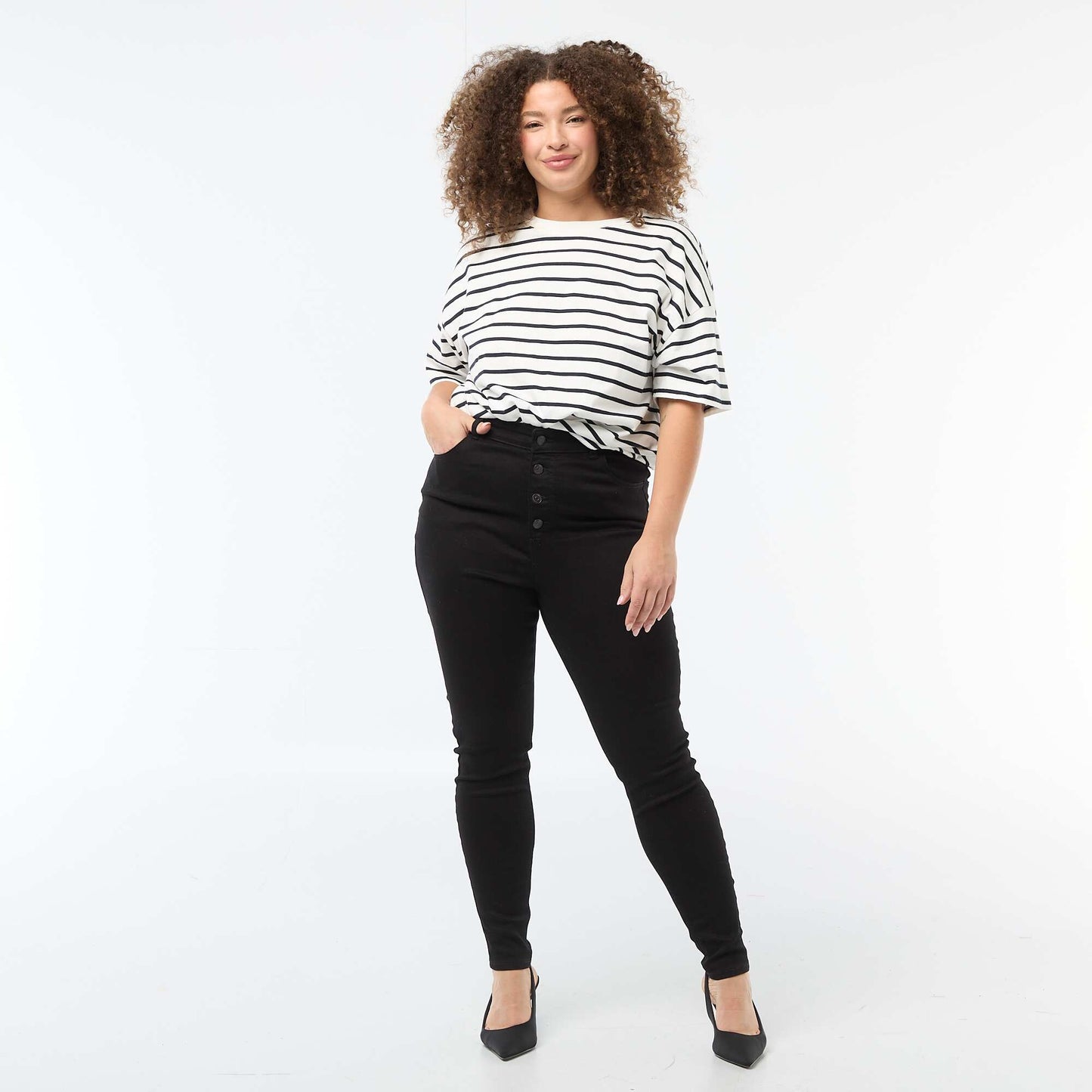 Pantalón skinny de tiro muy alto - L30 NEGRO