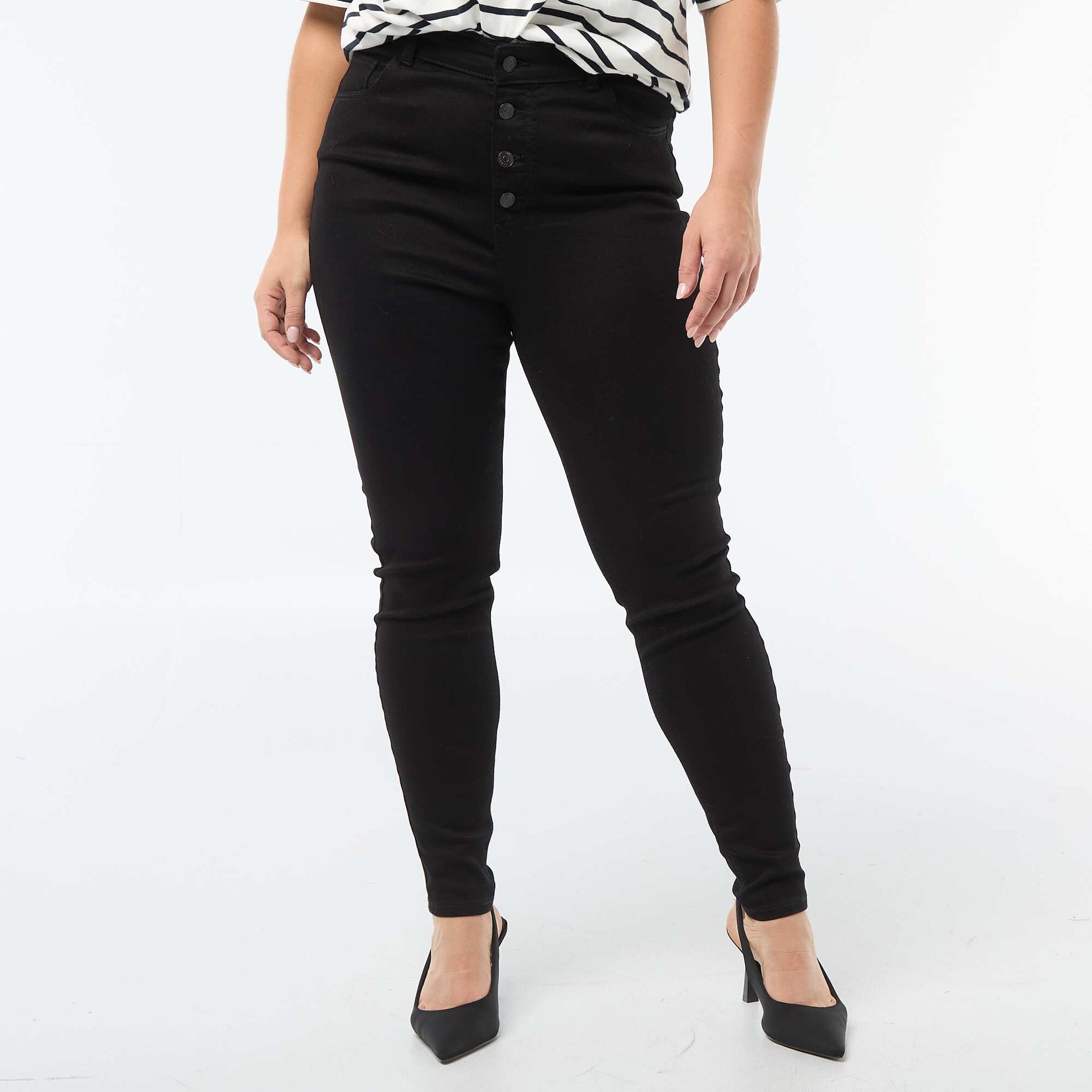 Pantalón skinny de tiro muy alto - L30 NEGRO