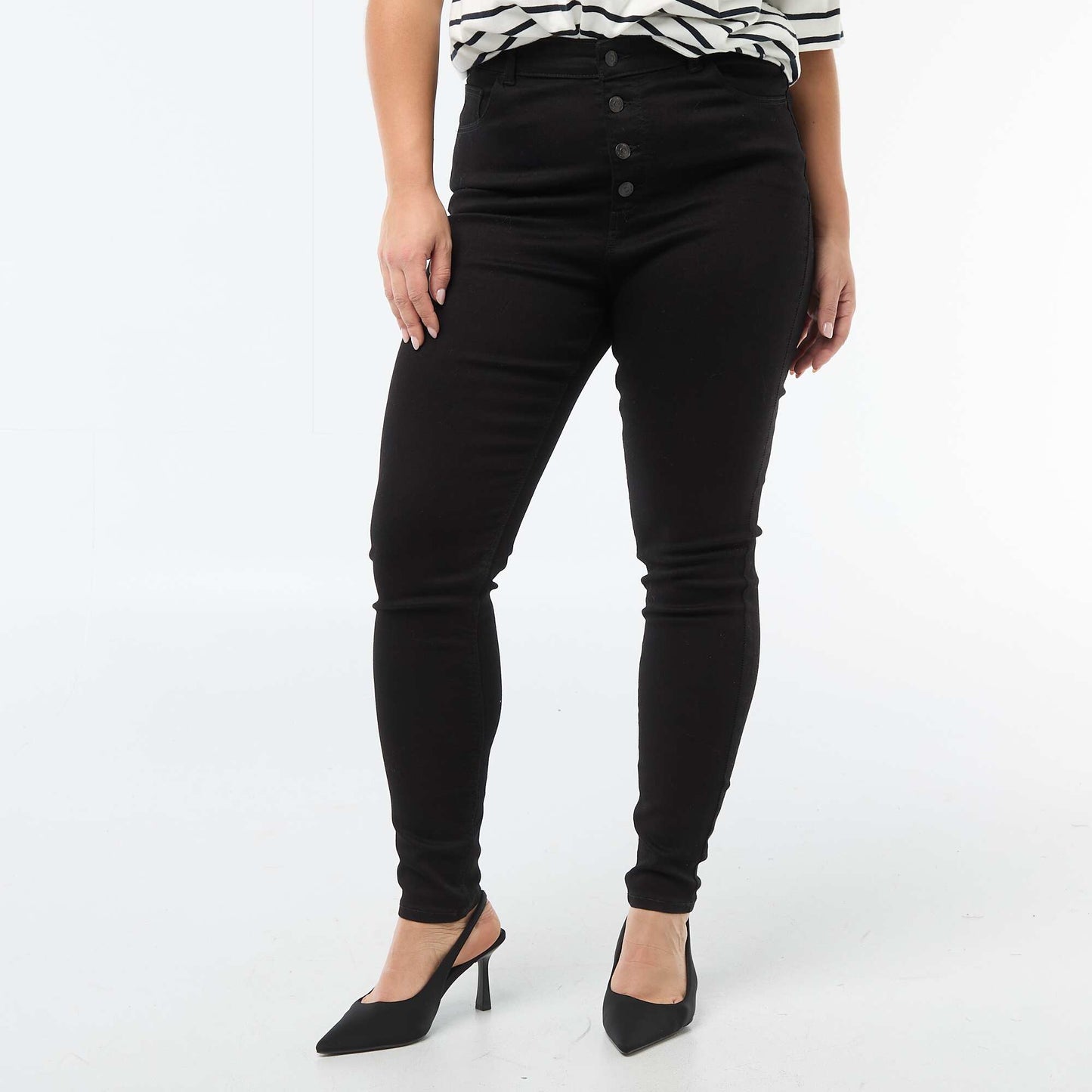 Pantalón skinny de tiro muy alto - L30 NEGRO