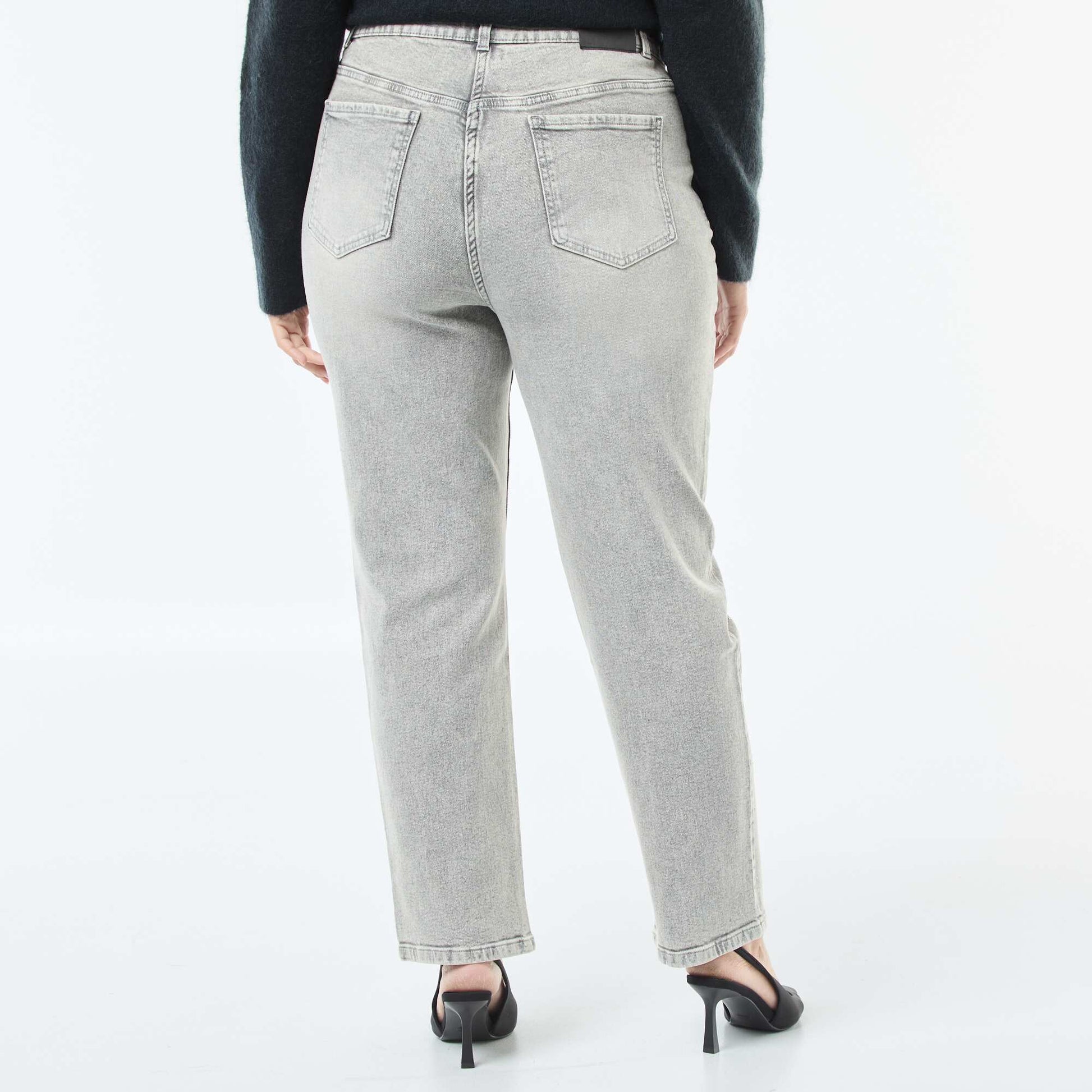 Jean de tiro alto con strass GRIS