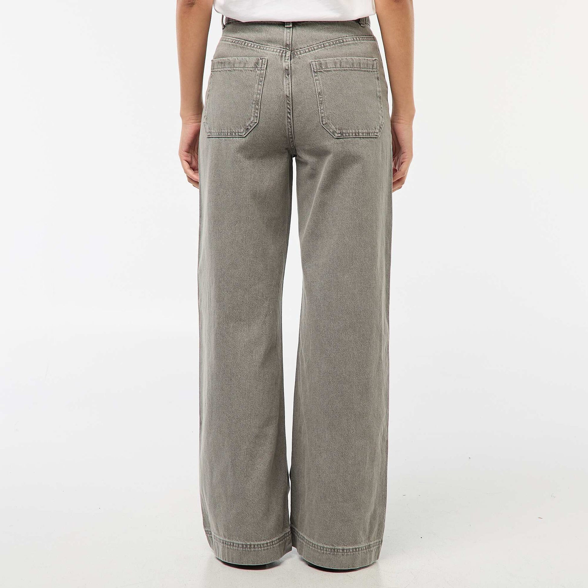 Pantalón jean wide liso GRIS