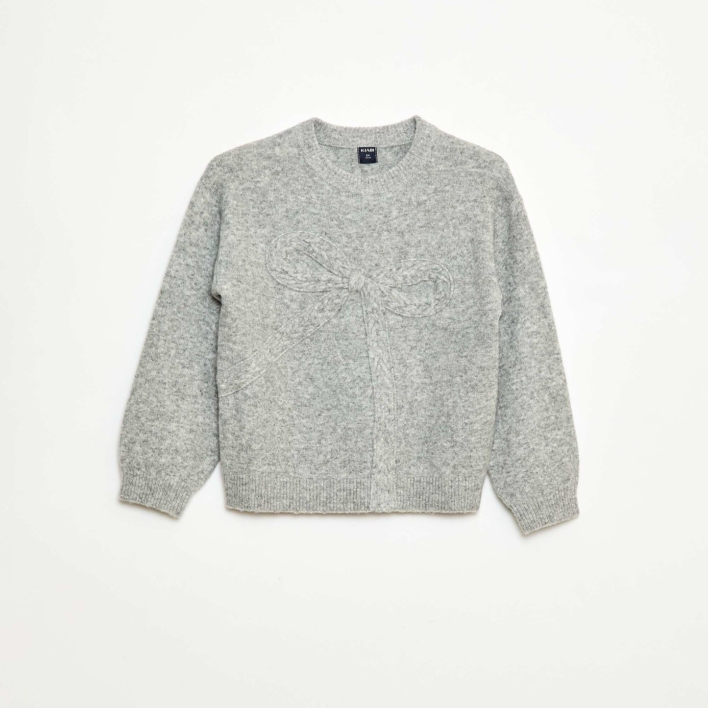 Sweater de punto con lazo de punto trenzado en la parte delantera GRIS