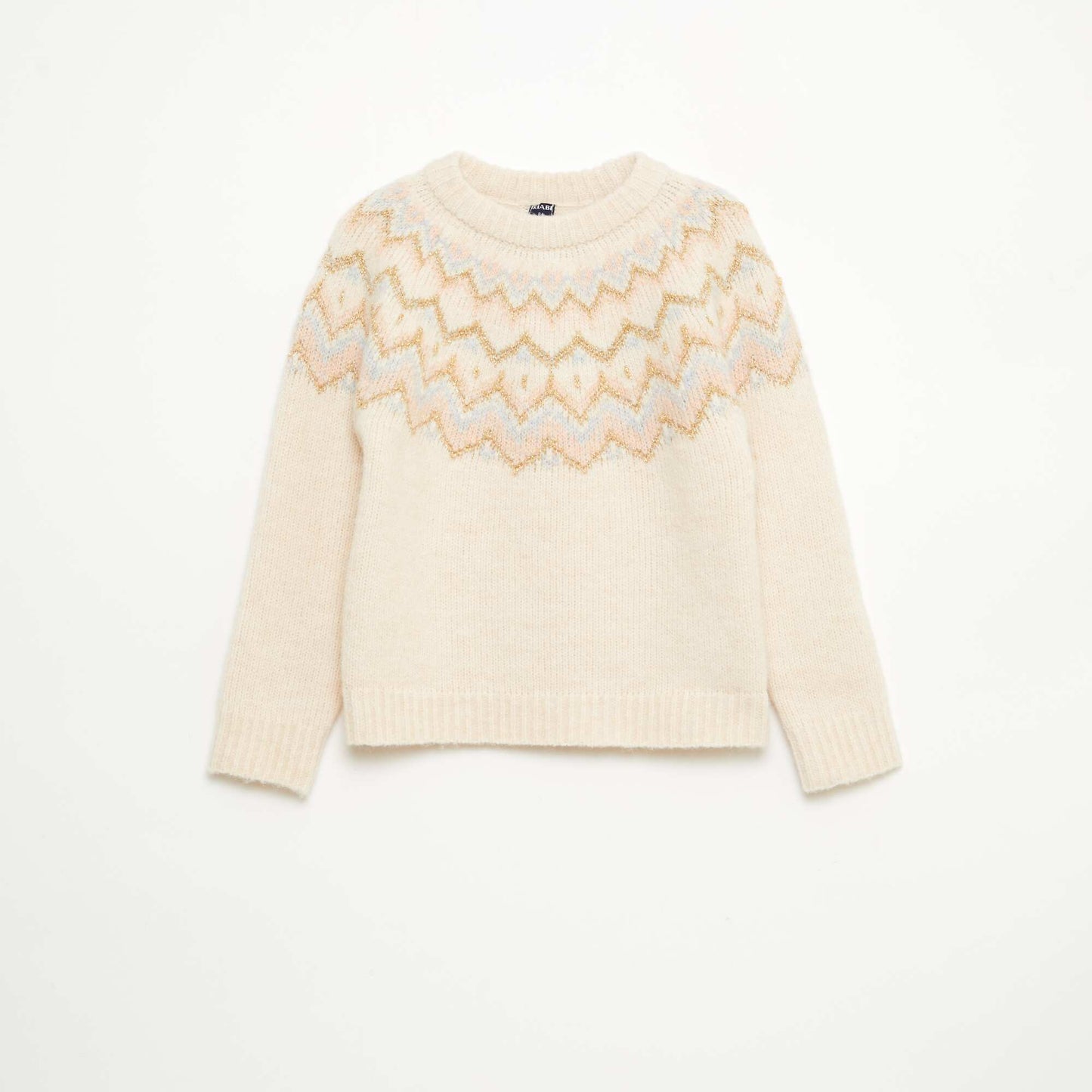 Sweater de lana con diseño jacquard BEIGE