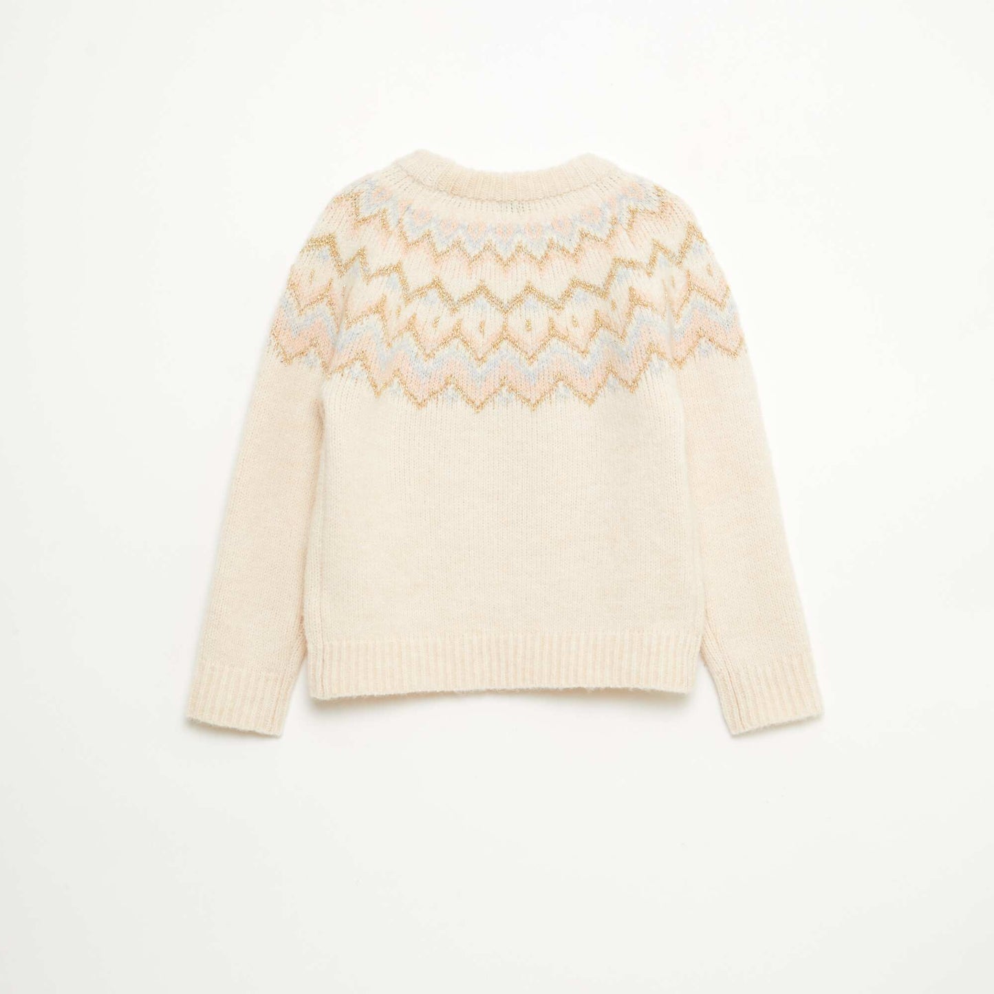 Sweater de lana con diseño jacquard BEIGE