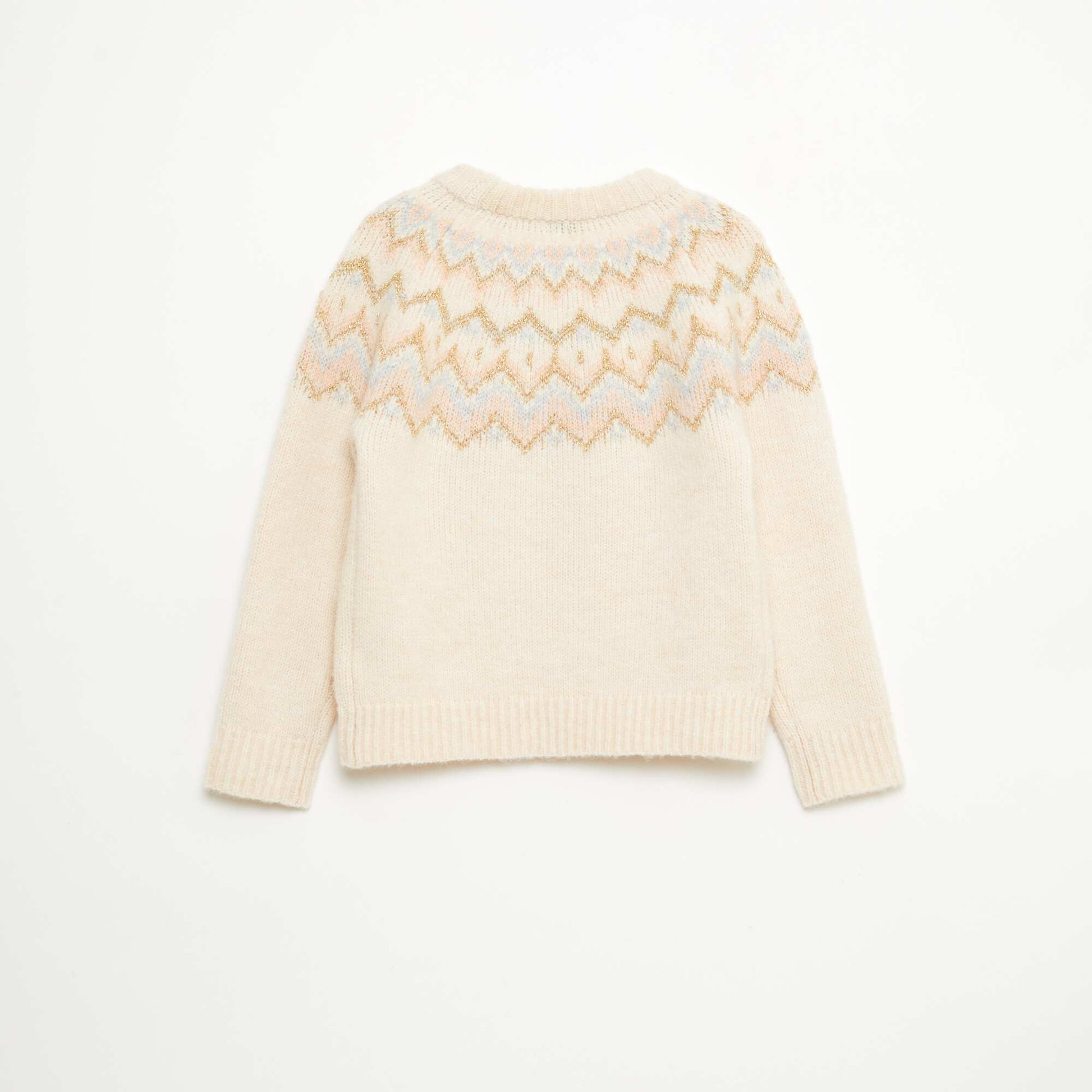 Sweater de lana con diseño jacquard BEIGE