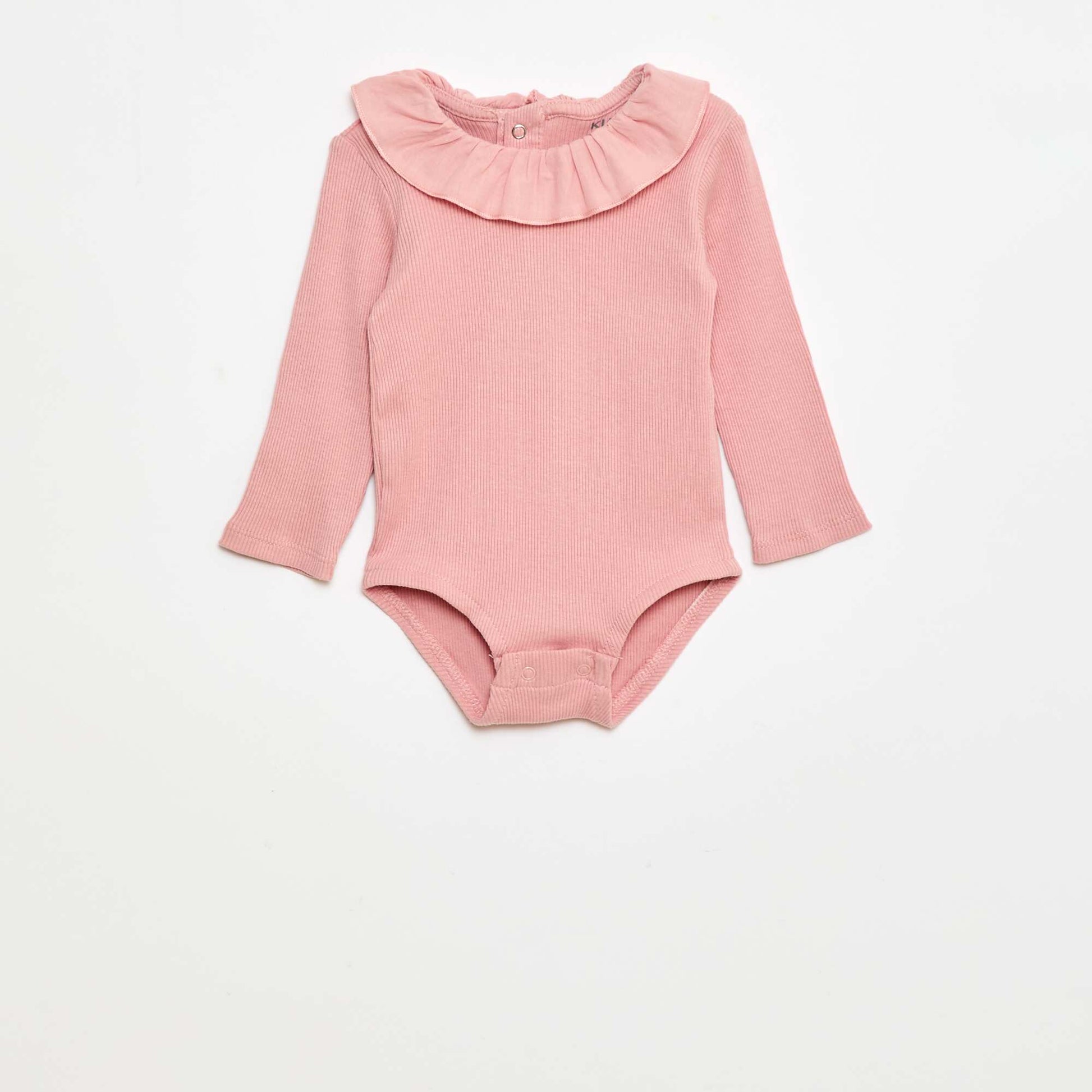 Body de canalé con cuello con volantes ROSA