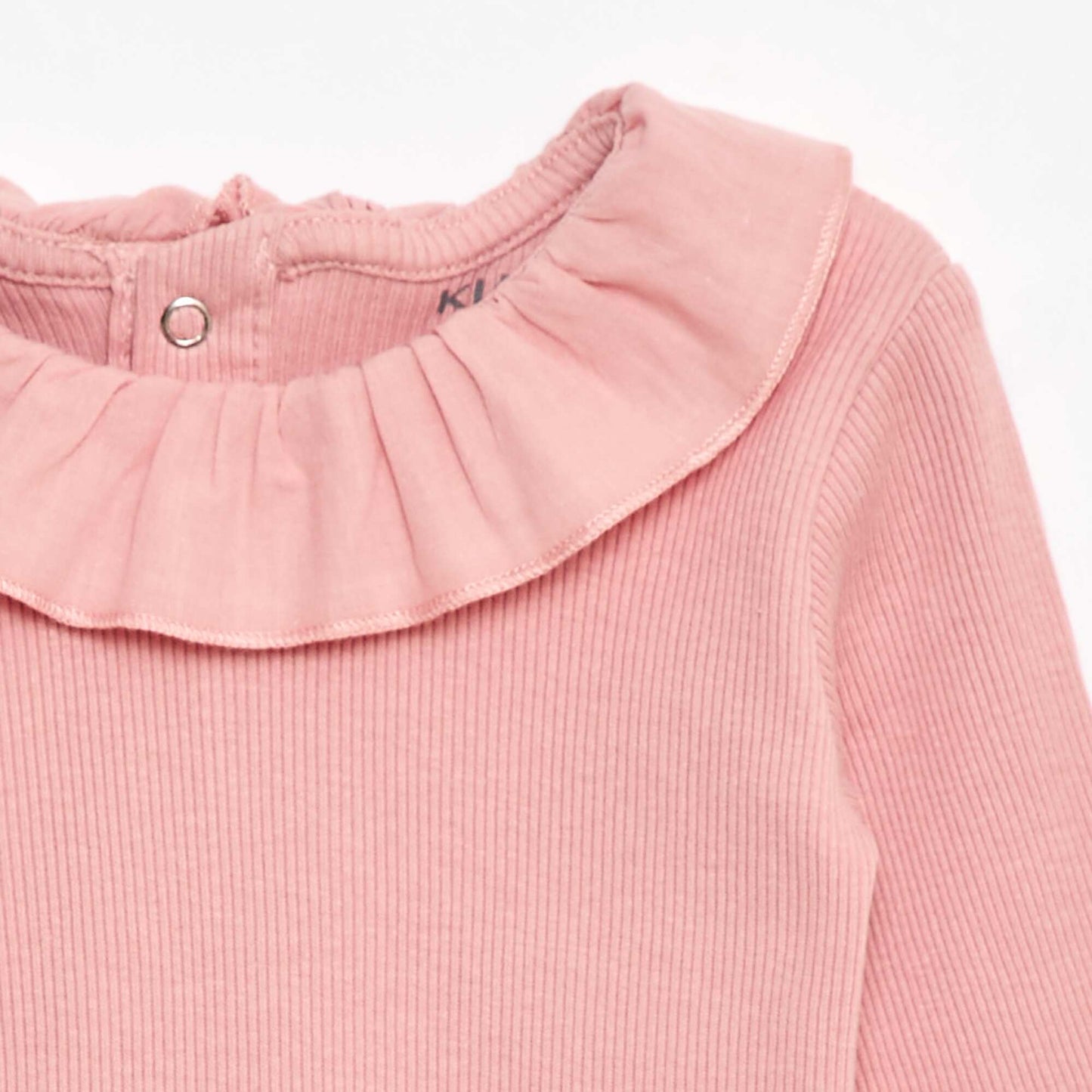 Body de canalé con cuello con volantes ROSA