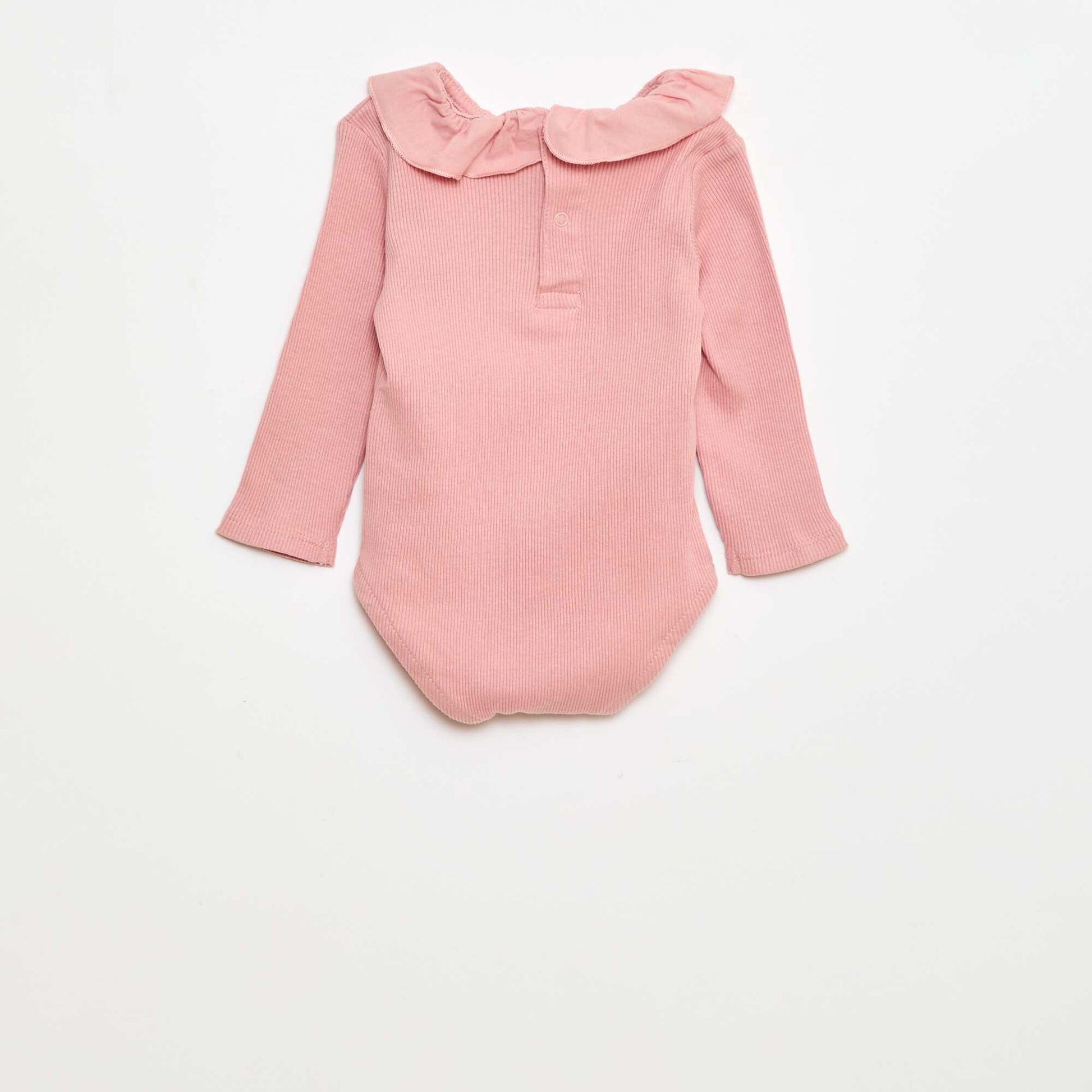 Body de canalé con cuello con volantes ROSA