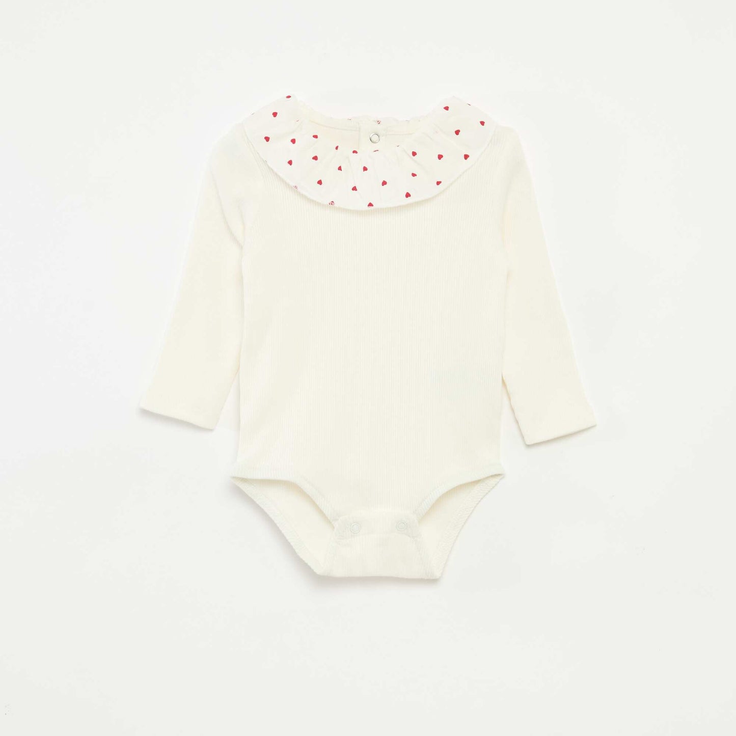 Body de canalé con cuello volante BLANCO