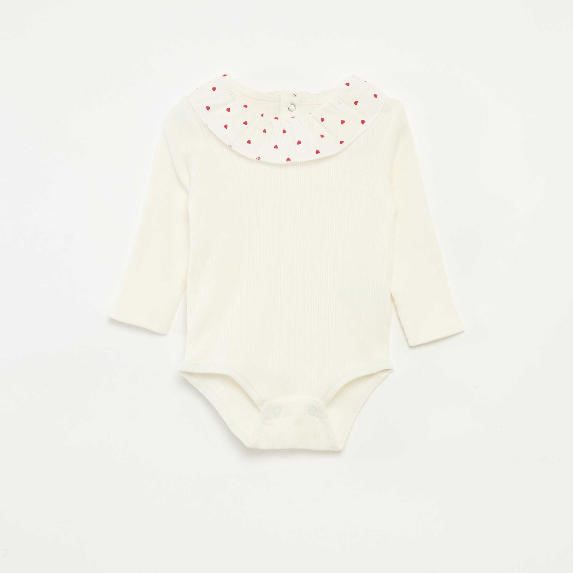 Body de canalé con cuello volante BLANCO