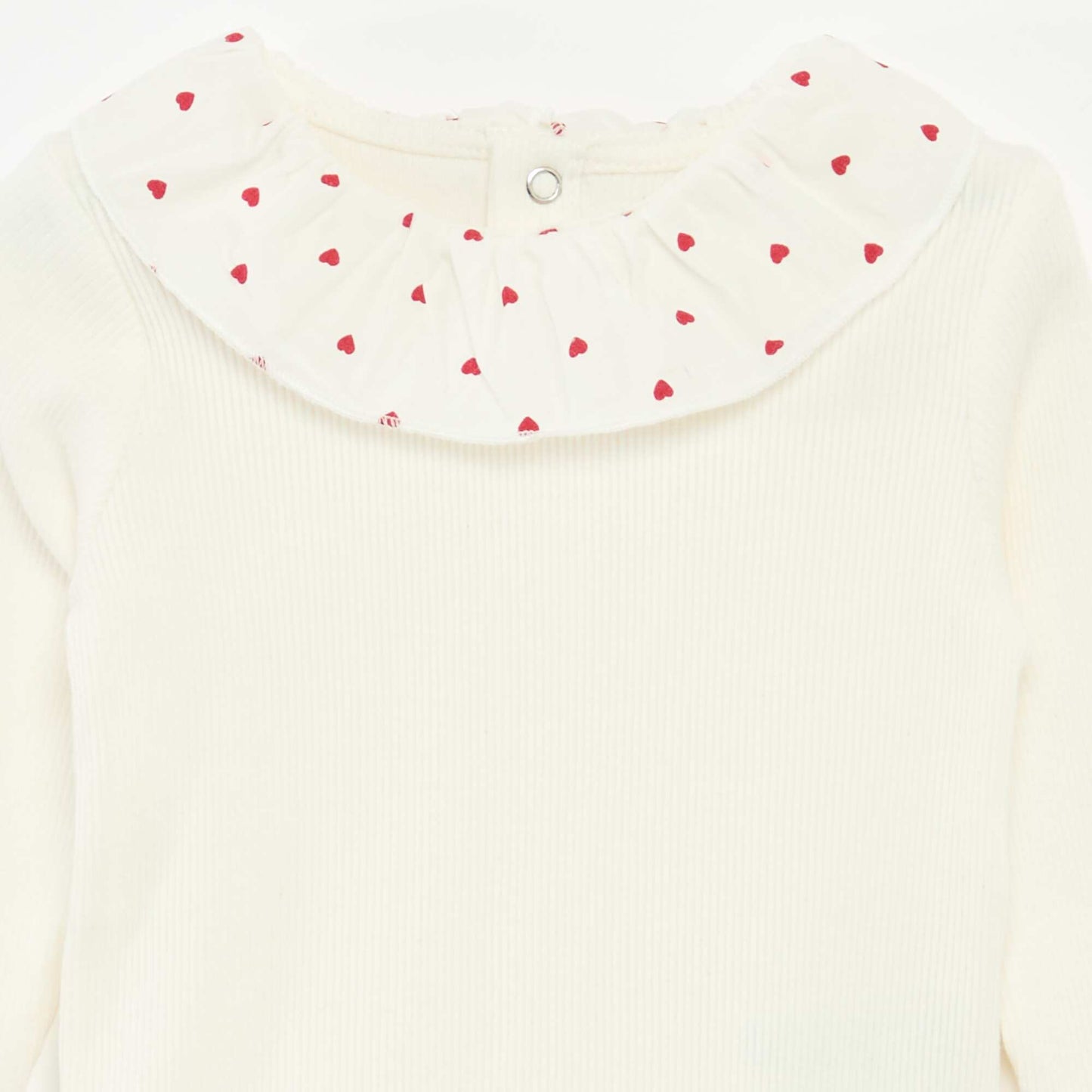 Body de canalé con cuello volante BLANCO
