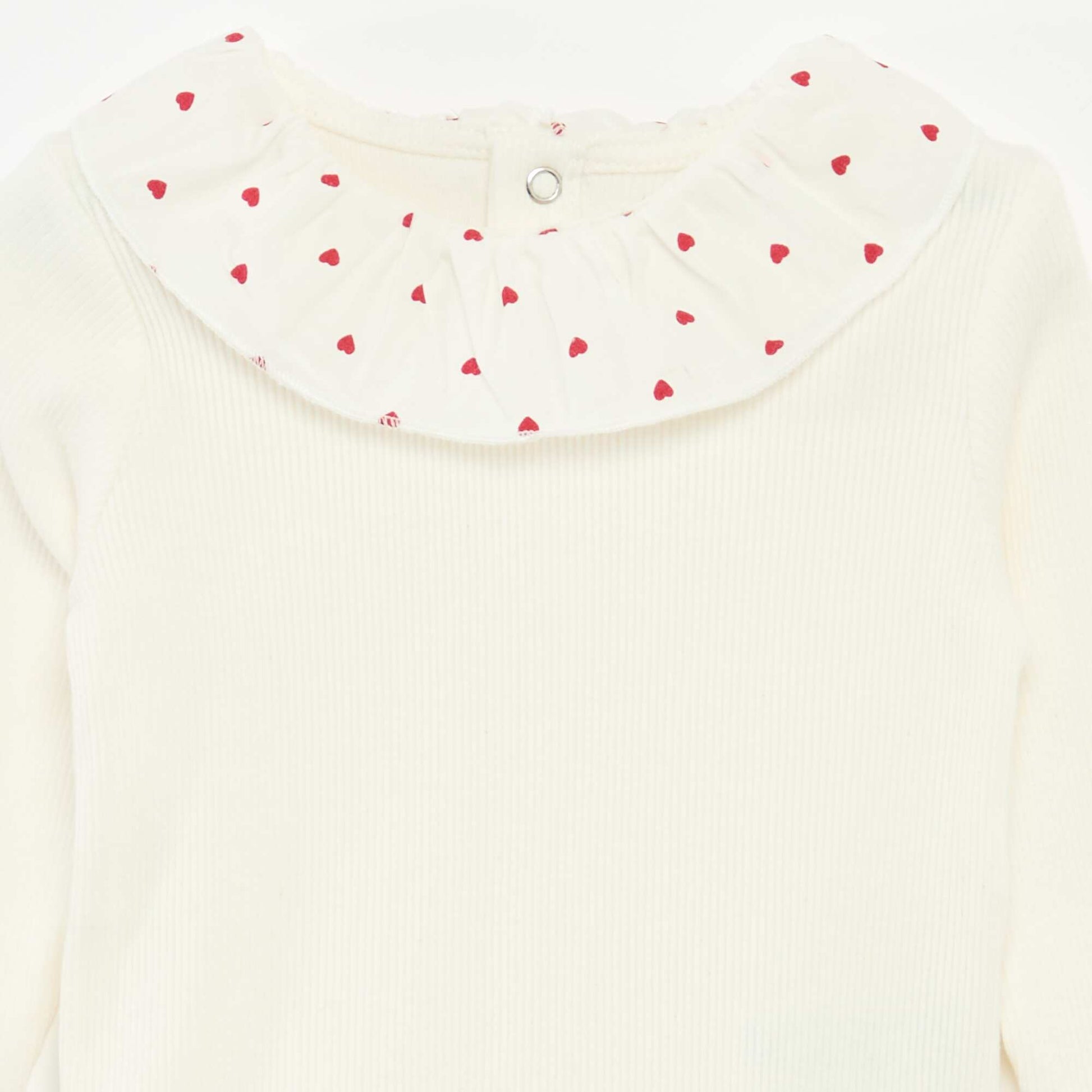 Body de canalé con cuello volante BLANCO