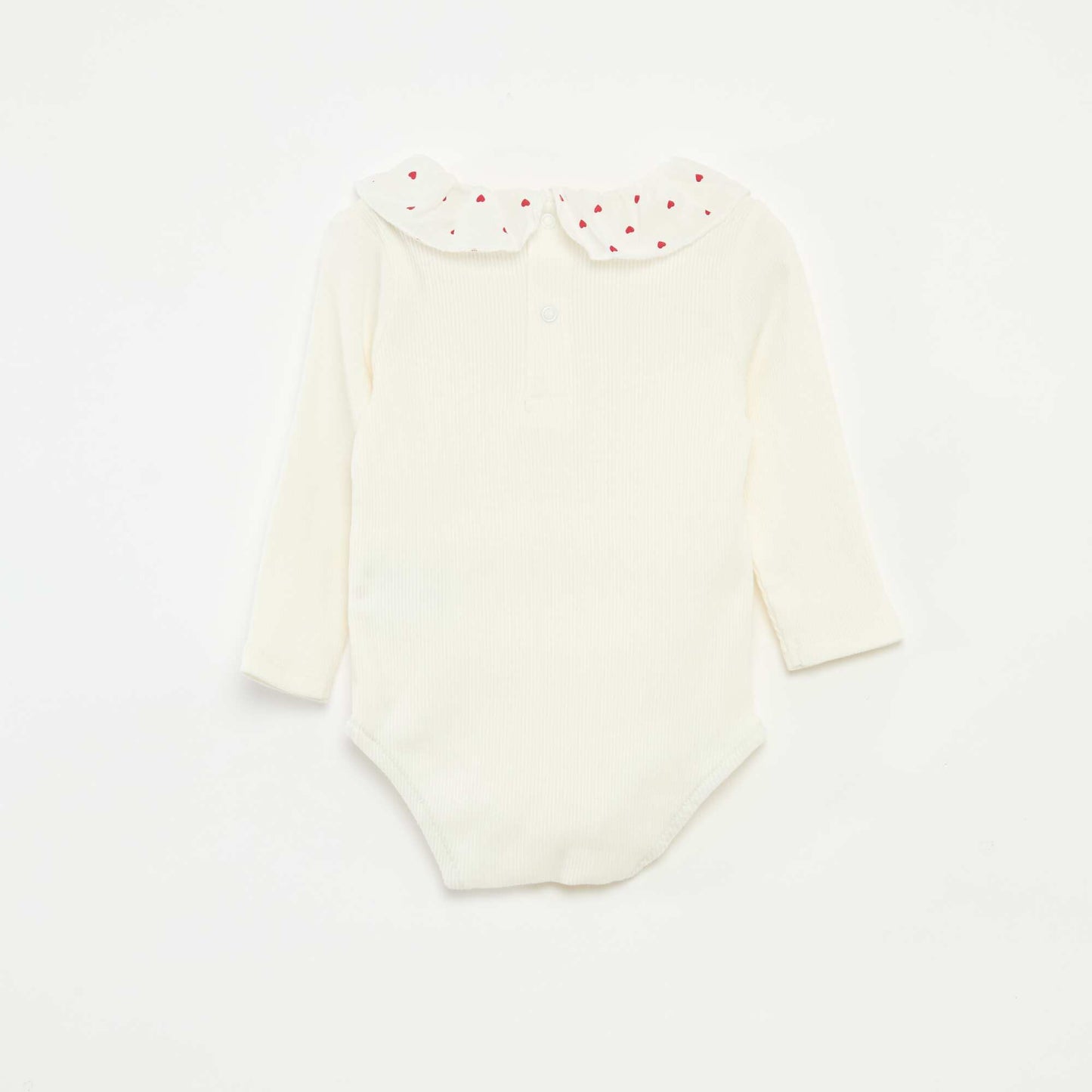 Body de canalé con cuello volante BLANCO