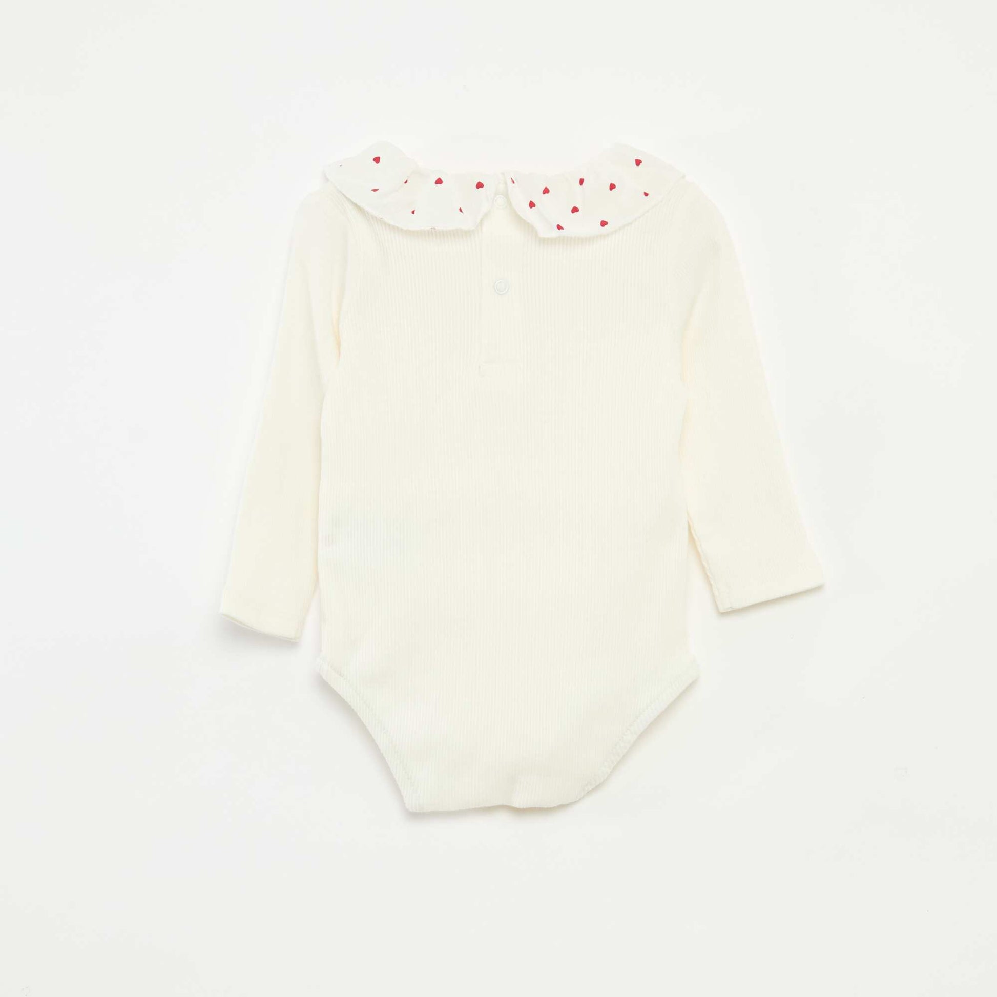 Body de canalé con cuello volante BLANCO