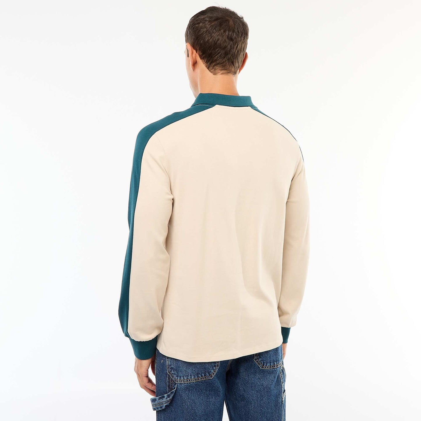 Remera bicolor de manga larga BEIGE