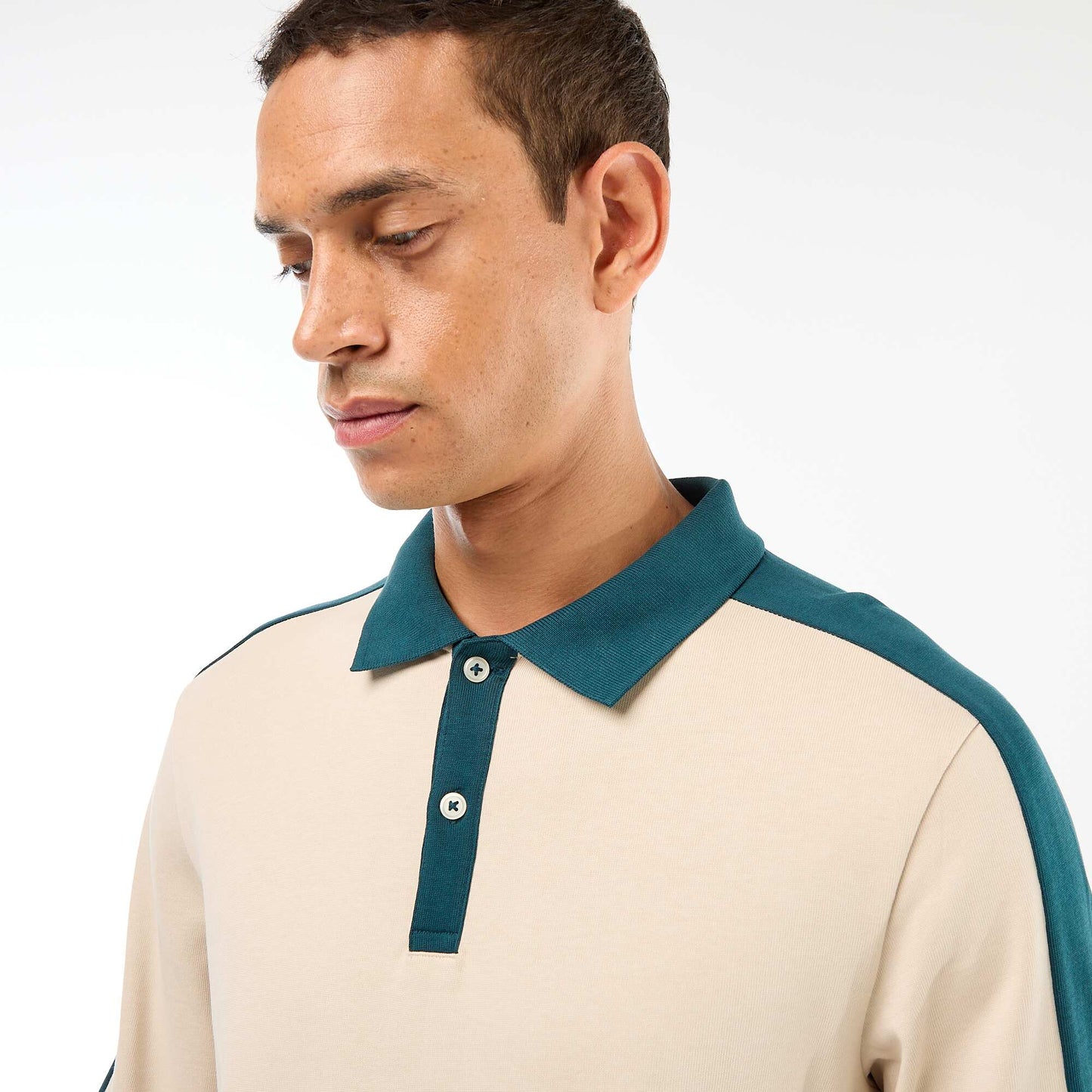 Remera bicolor de manga larga BEIGE