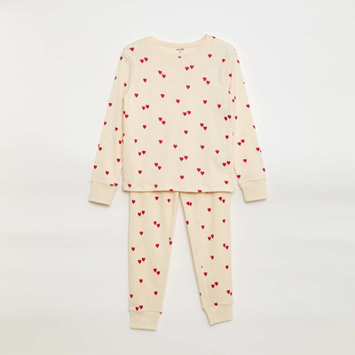 Conjunto de pijama estampado camiseta + pantalón - 2 piezas BLANCO