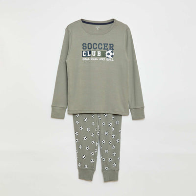 Conjunto de pijama largo estampado - 2 piezas GRIS