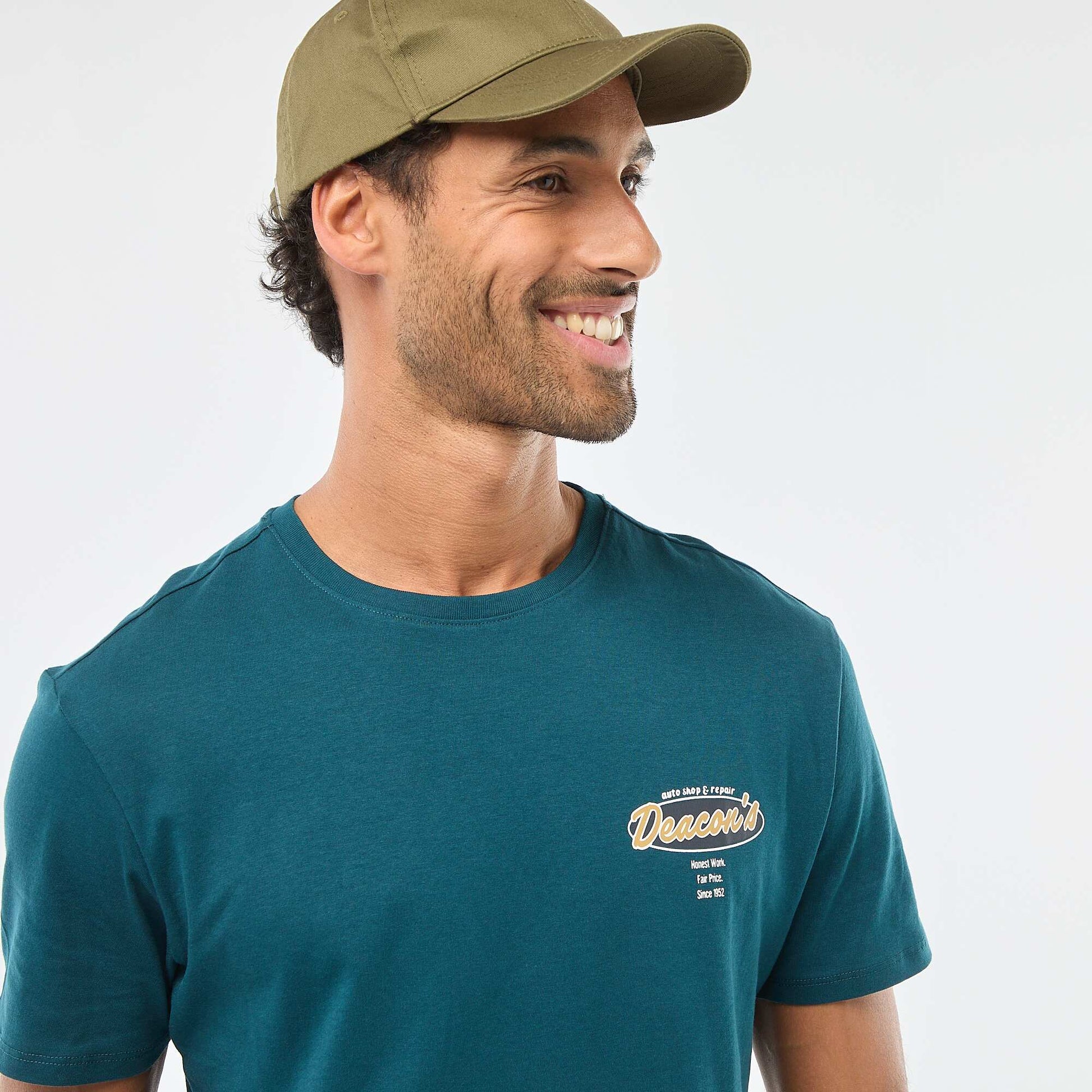 Camiseta de cuello redondo y manga corta estampada AZUL