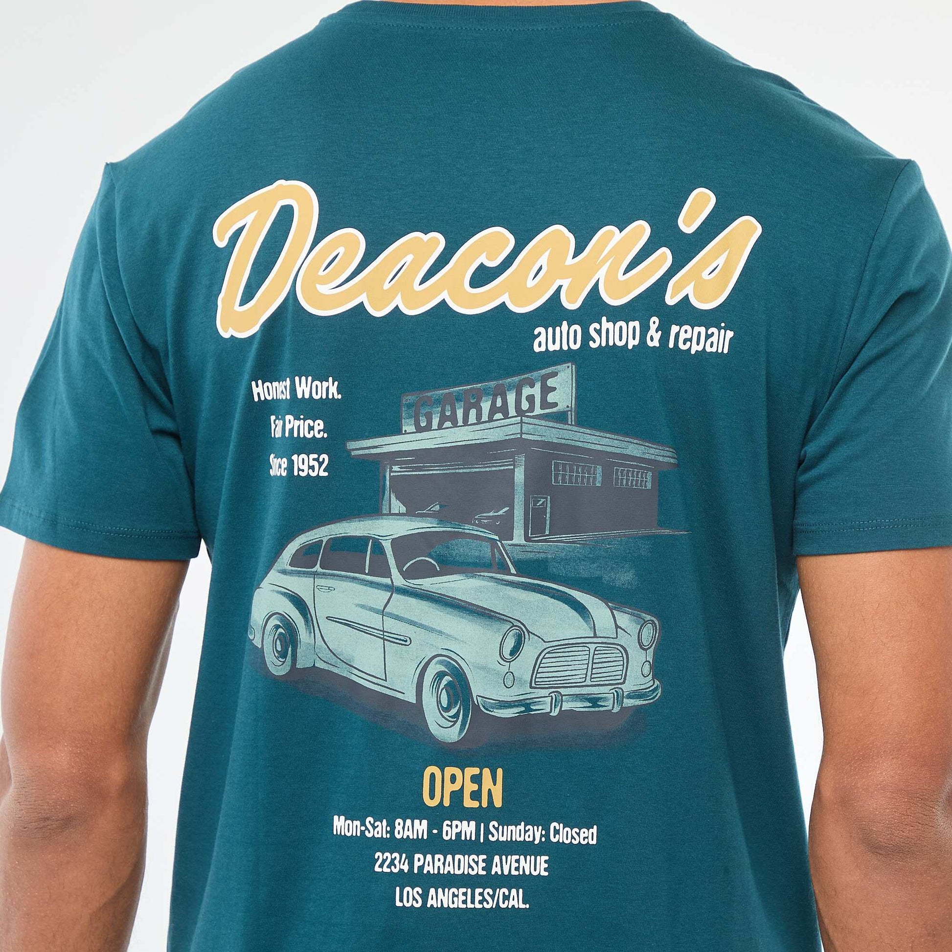 Camiseta de cuello redondo y manga corta estampada AZUL