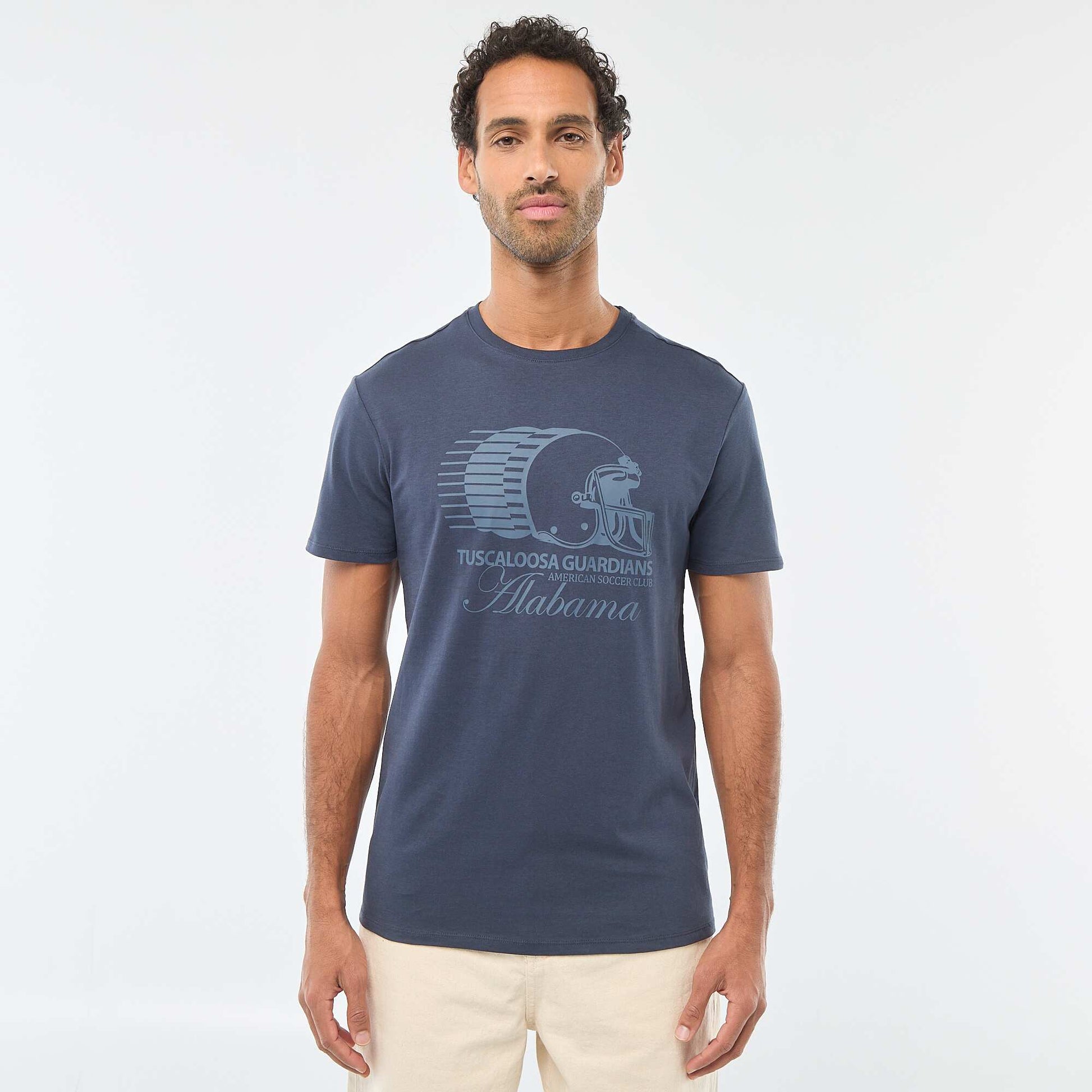 Camiseta de cuello redondo y manga corta estampada AZUL