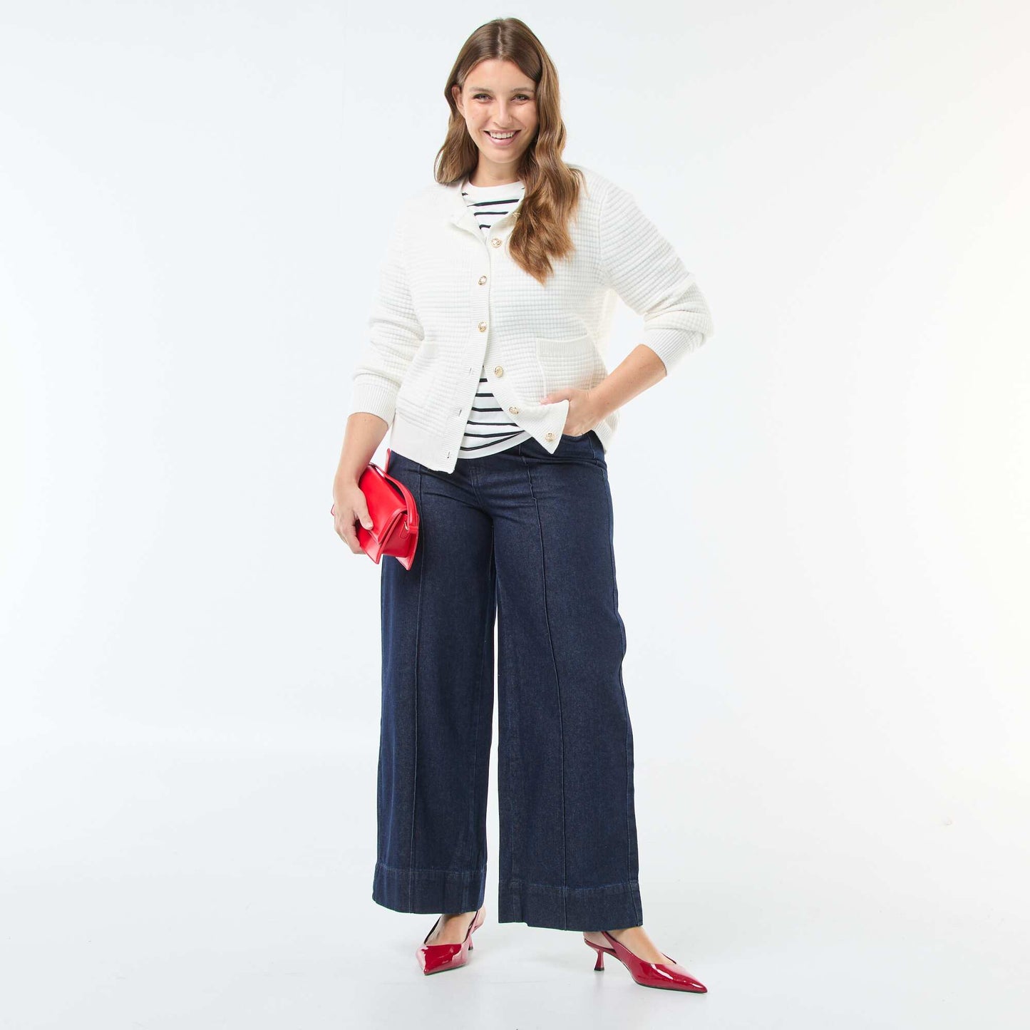 Jean de talle alto wide leg AZUL
