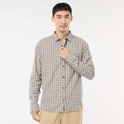 Camisa de cuadros de franela de algodón BEIGE