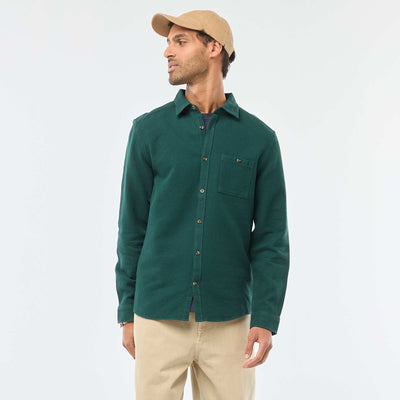 Camisa de manga larga en material gofrado VERDE