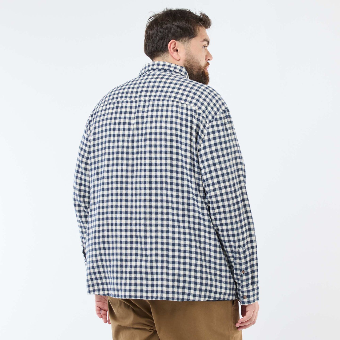 Camisa de cuadros de franela de algodón AZUL