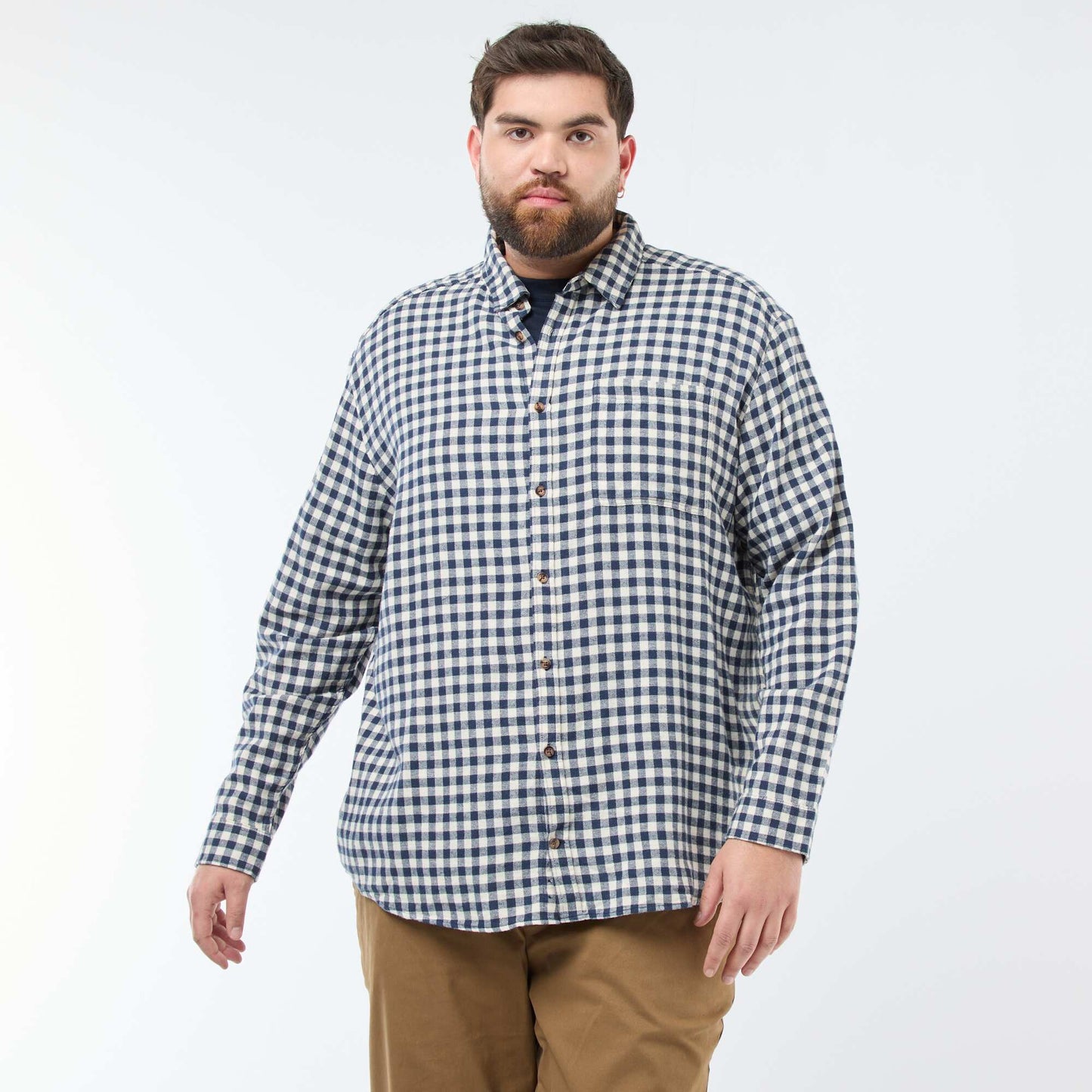Camisa de cuadros de franela de algodón AZUL