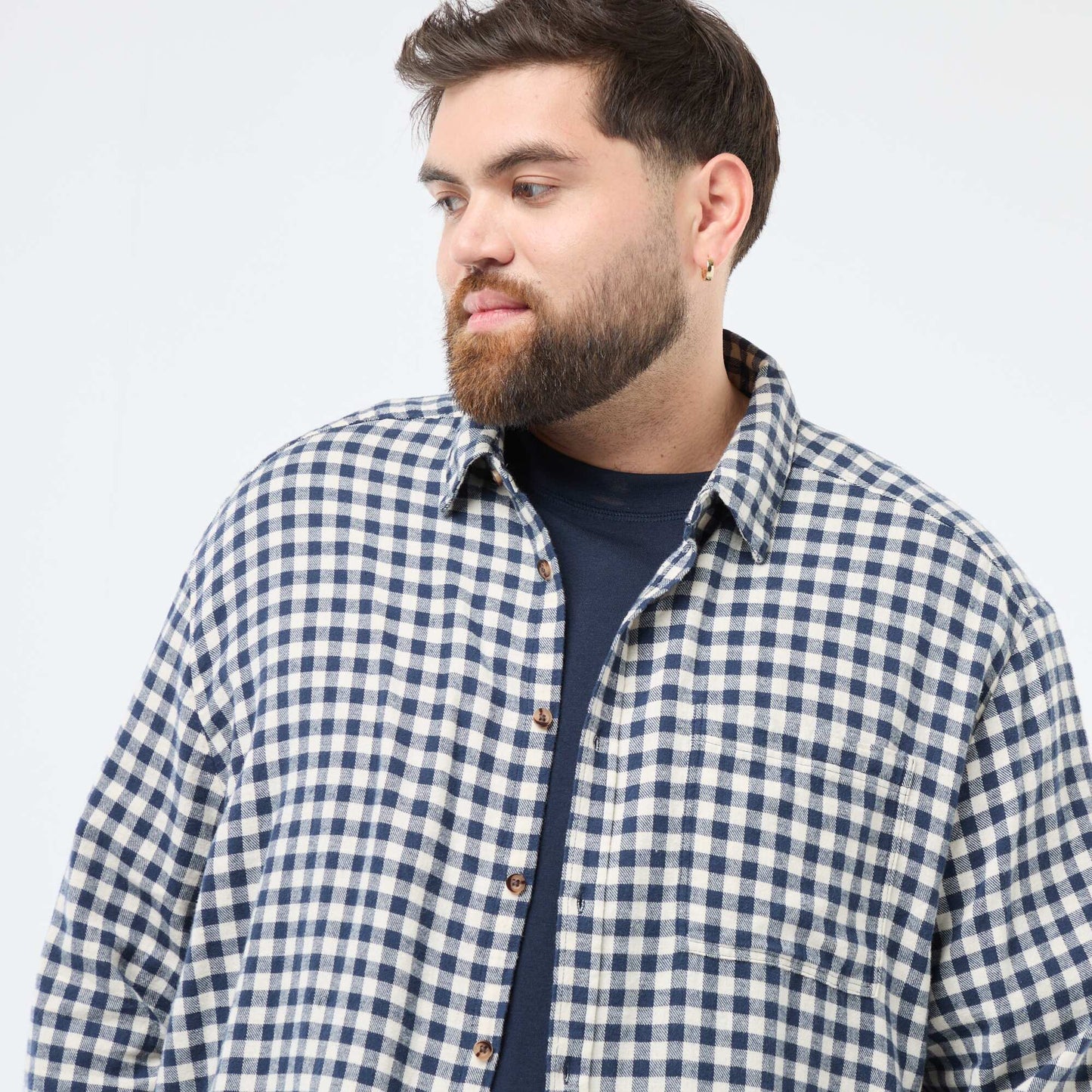 Camisa de cuadros de franela de algodón AZUL