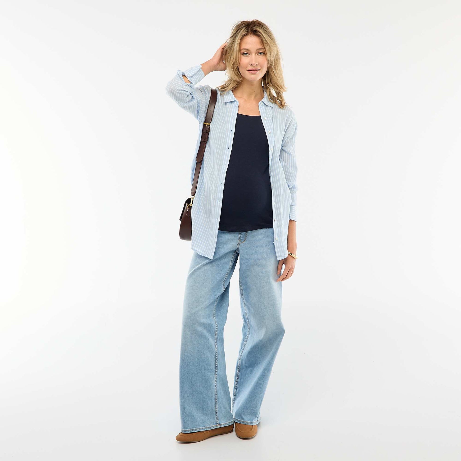 Jean maternidad wide leg AZUL