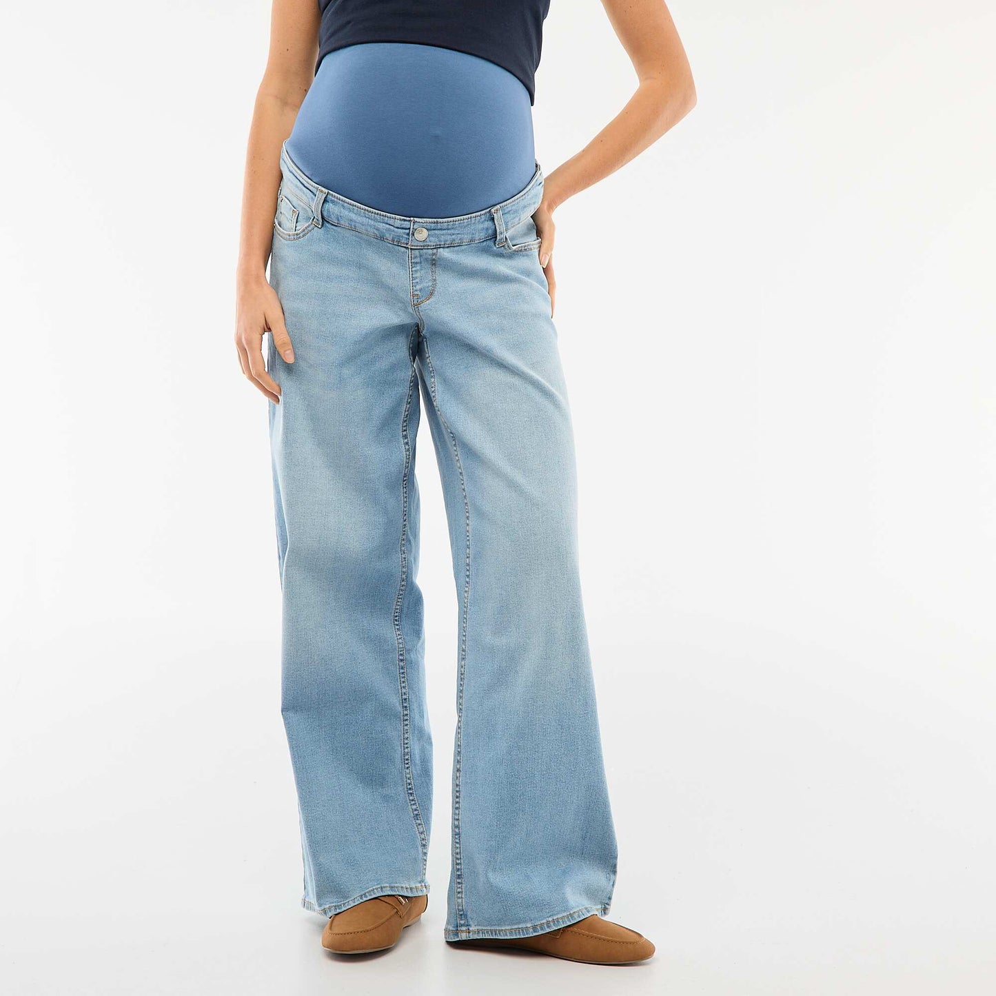 Jean maternidad wide leg AZUL