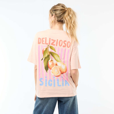 Camiseta oversize con mensaje BLANCO