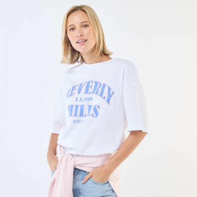 Camiseta oversize con mensaje AZUL