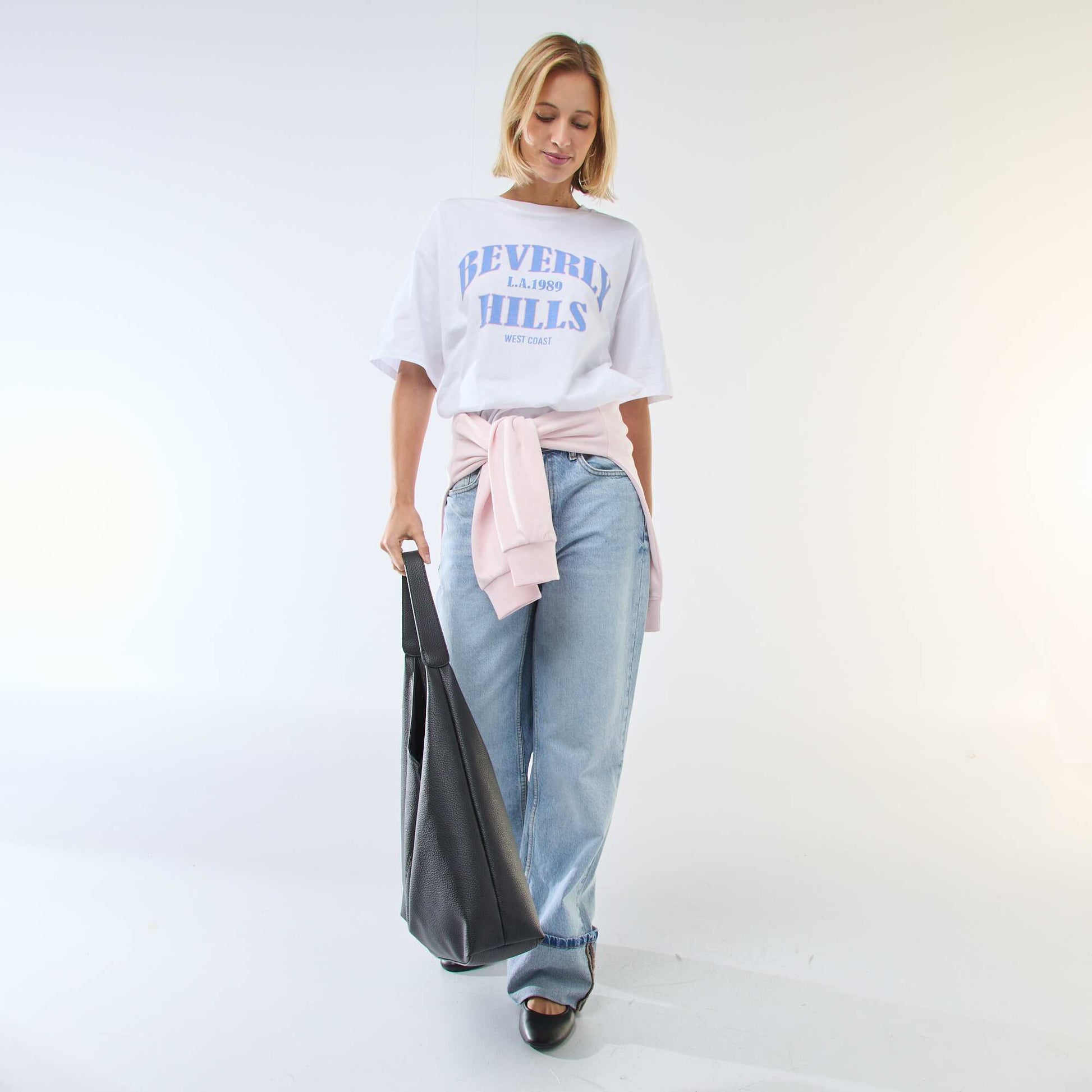 Camiseta oversize con mensaje AZUL