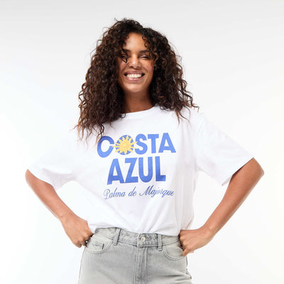 Camiseta oversize con mensaje BLANCO