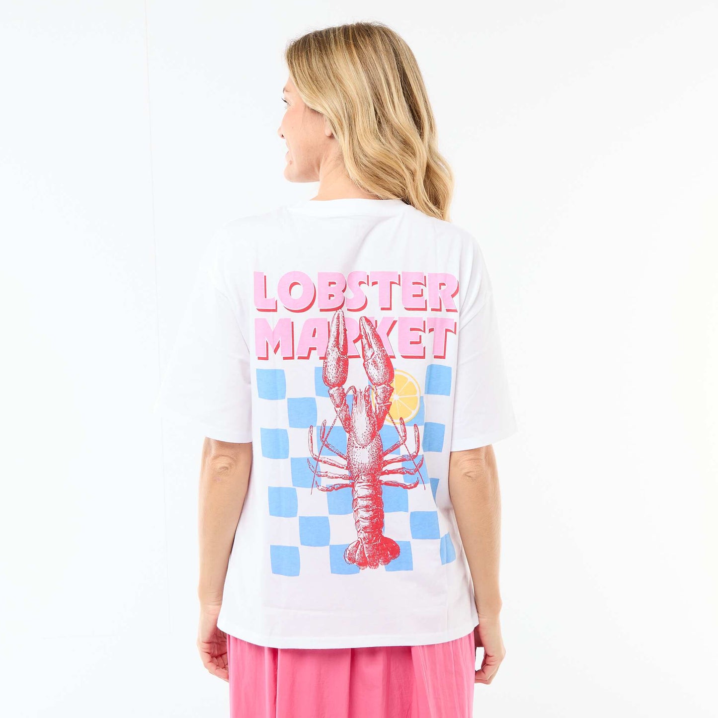 Camiseta oversize con mensaje BLANCO
