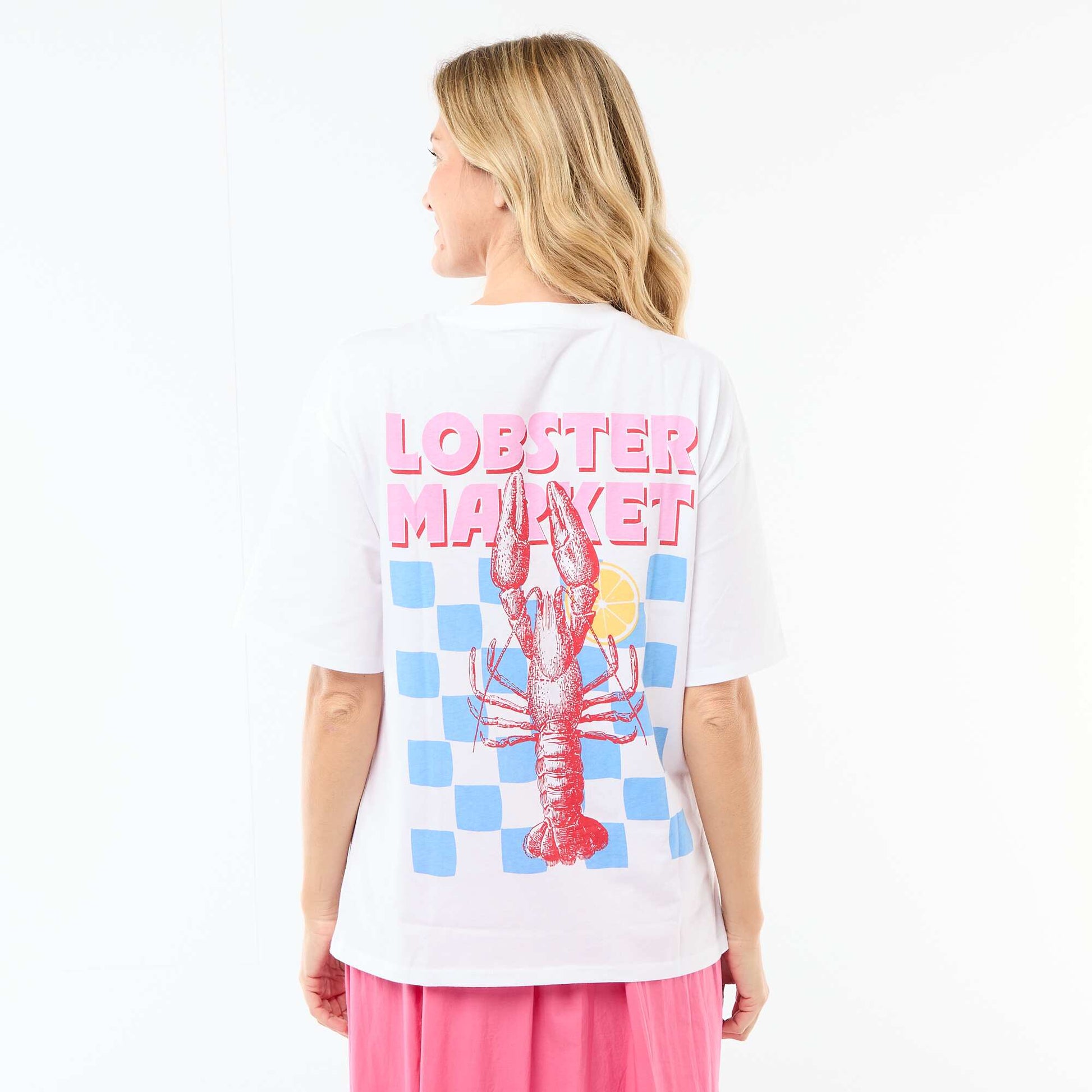 Camiseta oversize con mensaje BLANCO