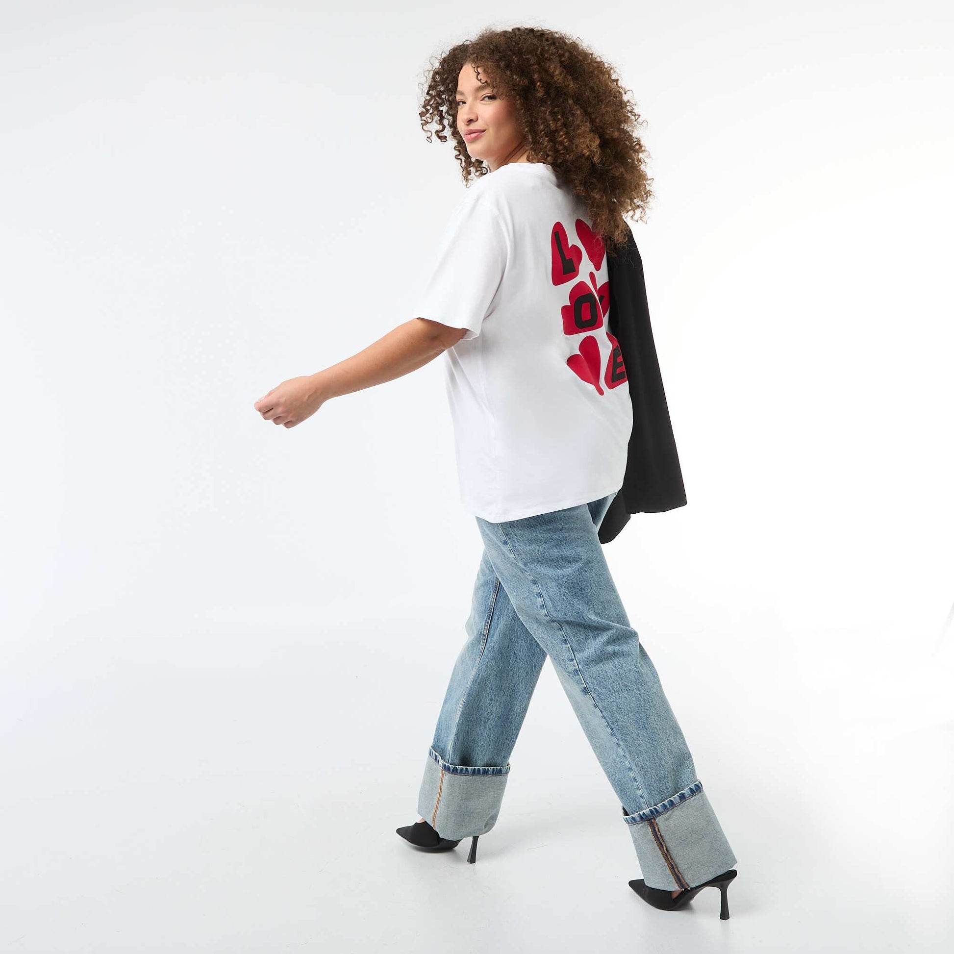 Camiseta corte oversize de manga corta BLANCO