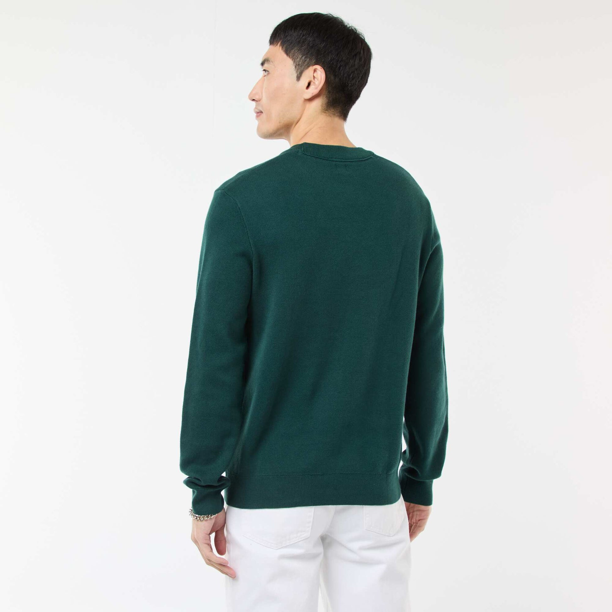 Sweater liso de cuello redondo VERDE