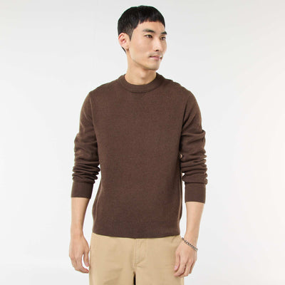 Sweater liso de cuello redondo MARRON