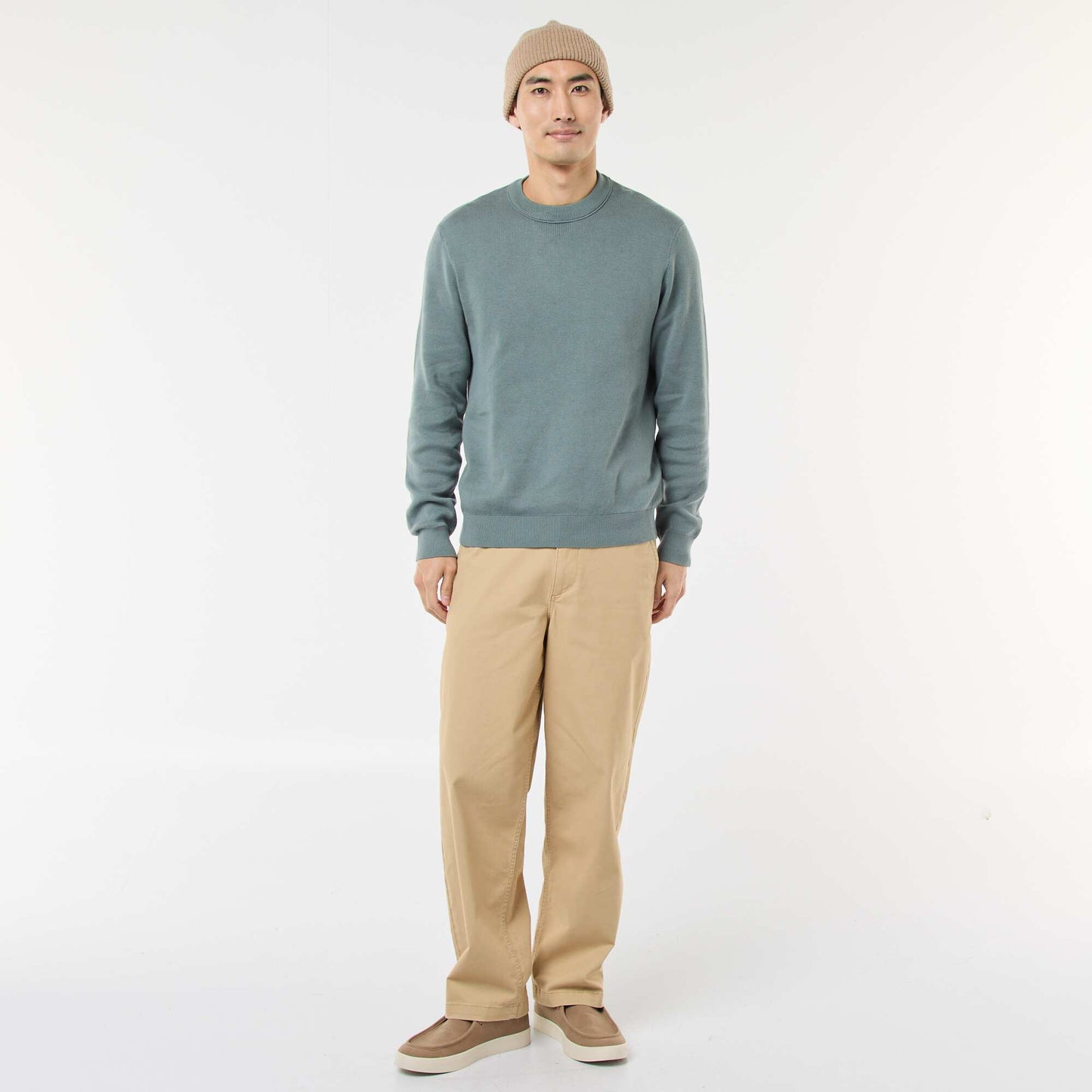 Sweater liso de cuello redondo AZUL
