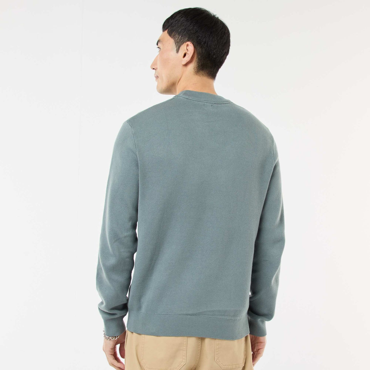 Sweater liso de cuello redondo AZUL