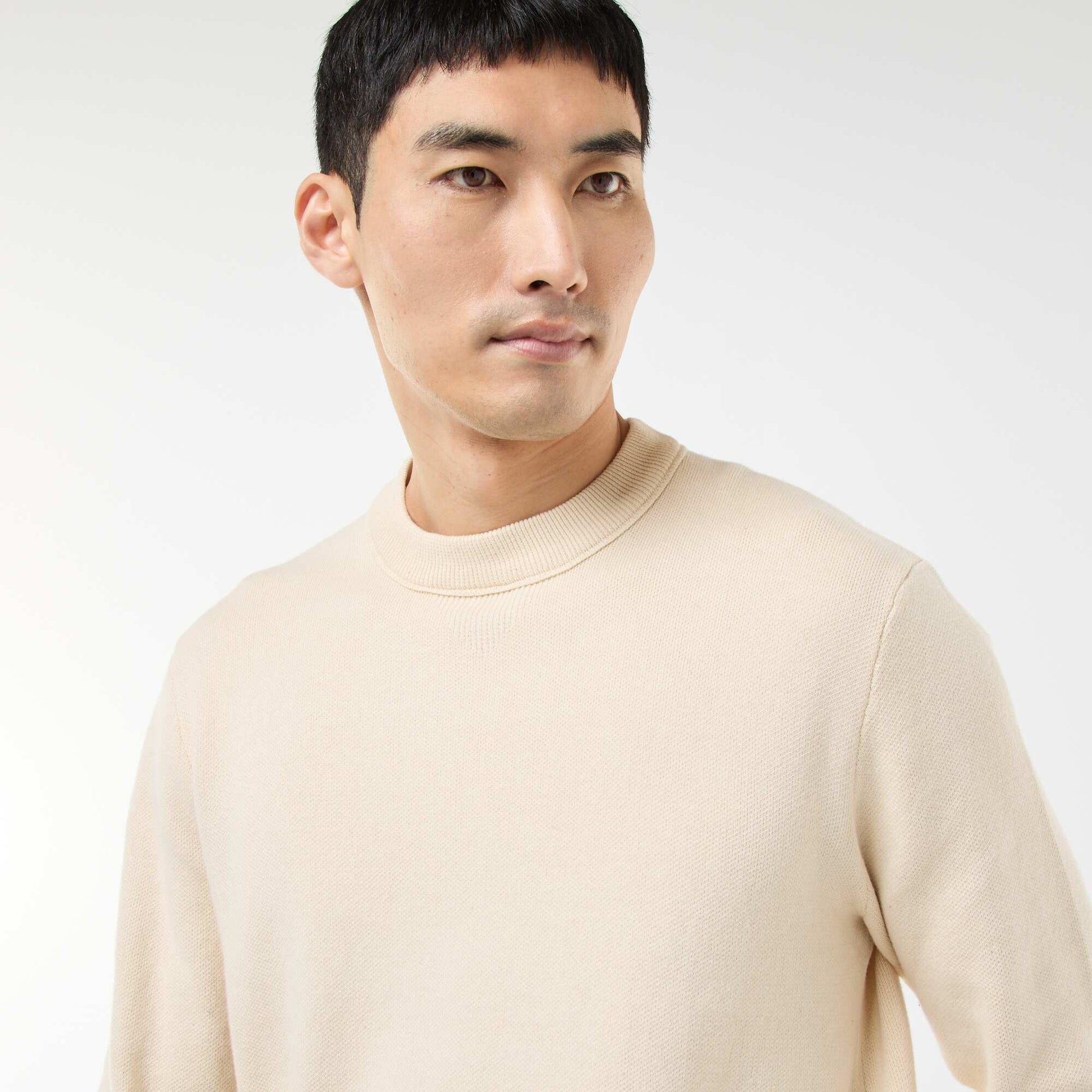Sweater liso de cuello redondo BLANCO