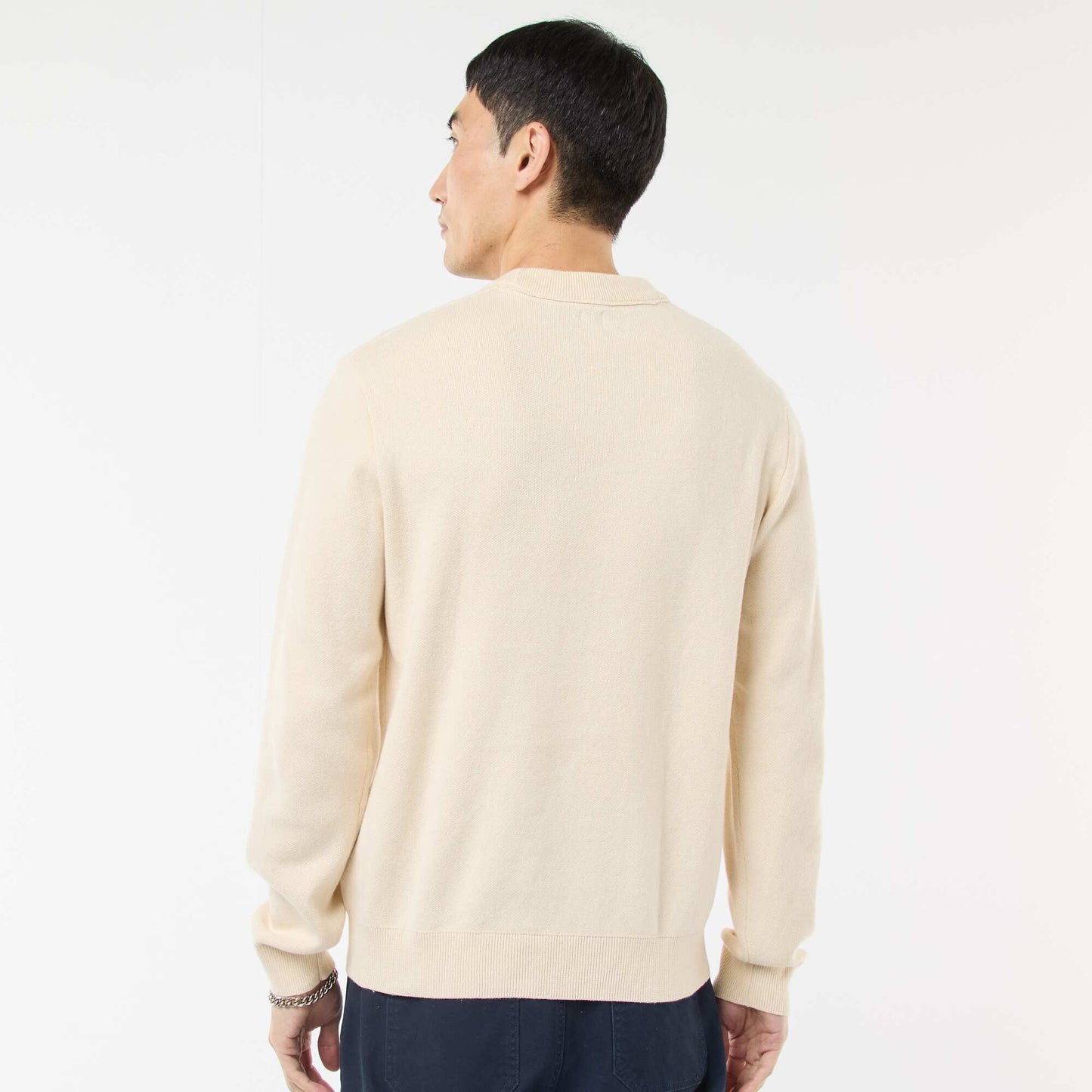 Sweater liso de cuello redondo BLANCO