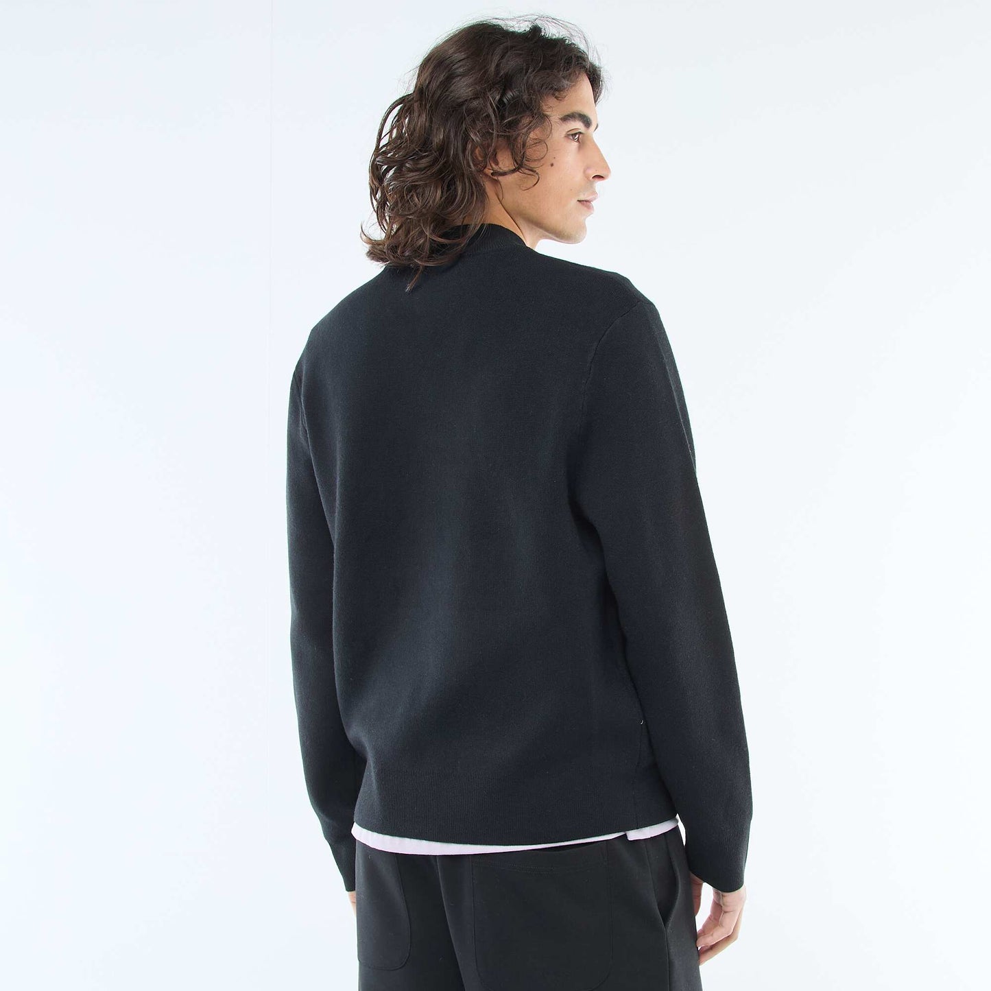 Chaleco cálido con cremallera y cuello alto NEGRO