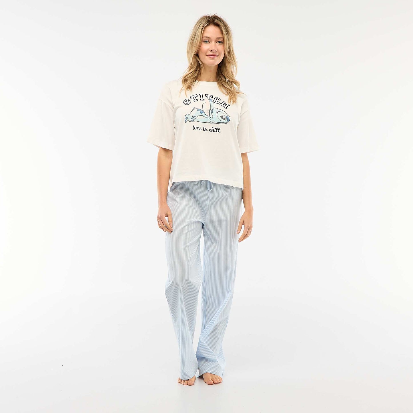 Conjunto de pijama camiseta + pantalón de popelina 'Angel' - 2 piezas BLANCO